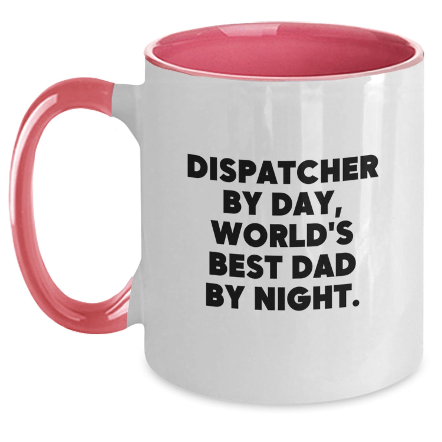 Dispatcher Gifts from Men - Dispatcher By Day, World's Best Dad By Night. Two Tone Coffee Mug, Funny Graduation Gifts for Dispatcher - Main