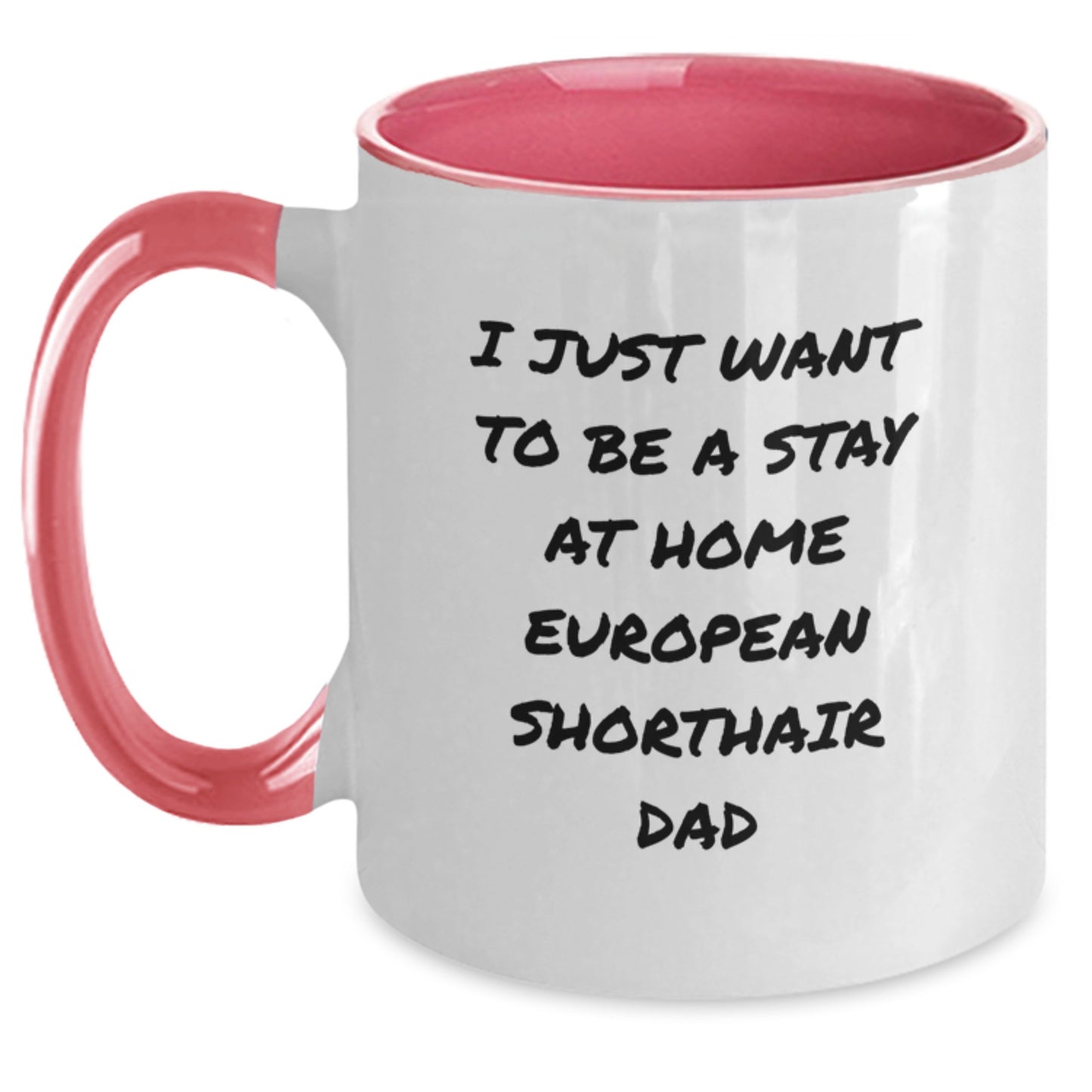 Funny European Shorthair Cat Gifts from Men to Friends - Two Tone Coffee Mug, 'I Just Want To Be A Stay At Home European Shorthair Dad' - Birthday Unique Gifts - Main
