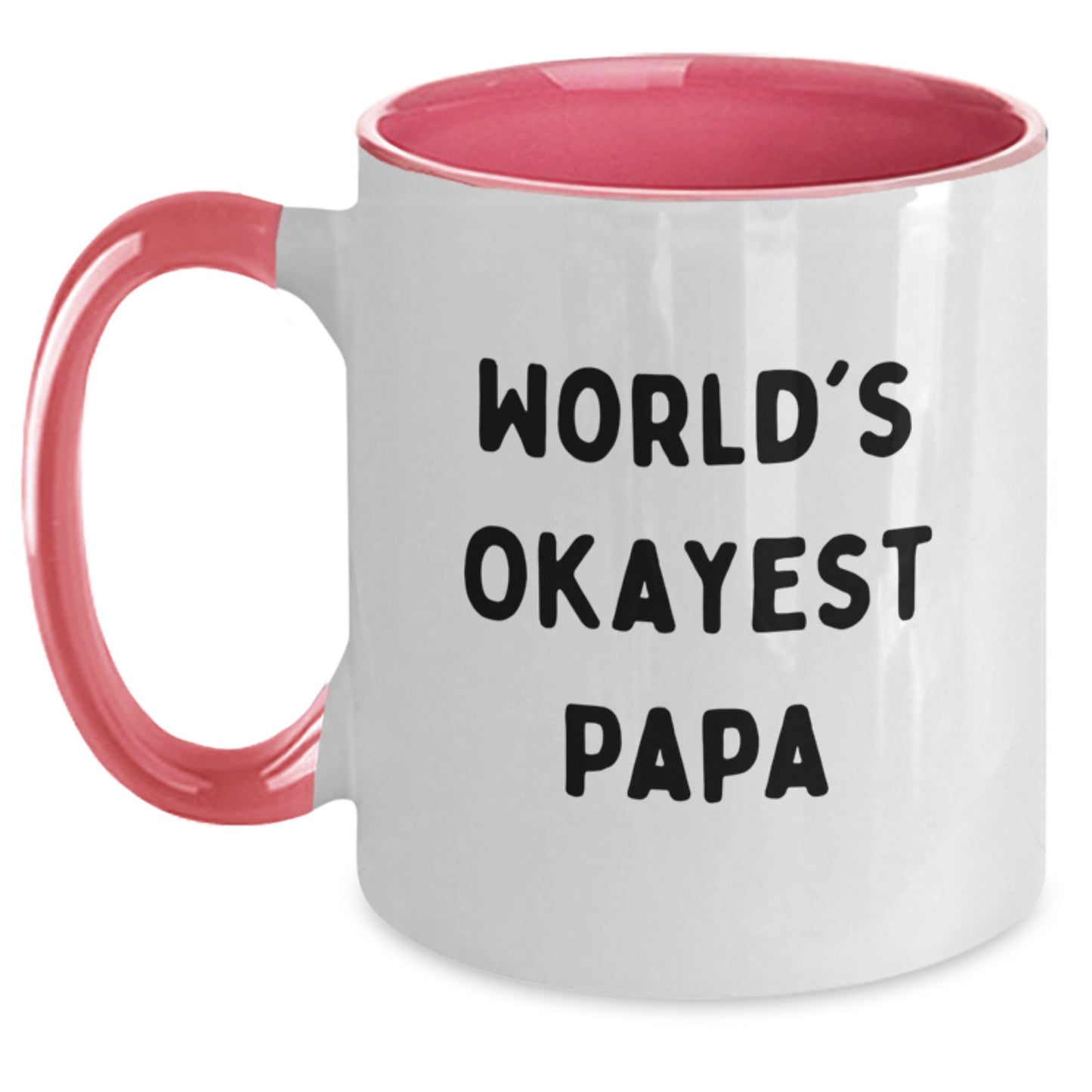 Papa's Okayest Gift, Funny Two Tone Coffee Mugs for Graduation, Gifts from Family to Papa, World's Okayest Papa Quote - Main