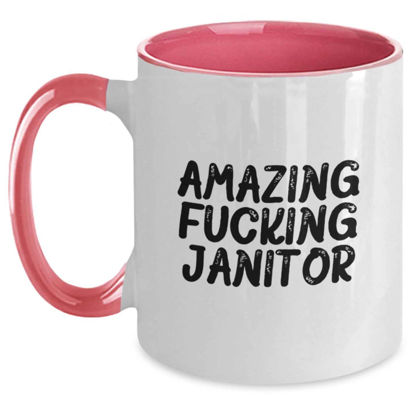 Funny Janitor Gifts, Two Tone Coffee Mug with Inspirational 'Amazing F--king Janitor' Quote, Gifts from Men to Friends for Graduation - Main
