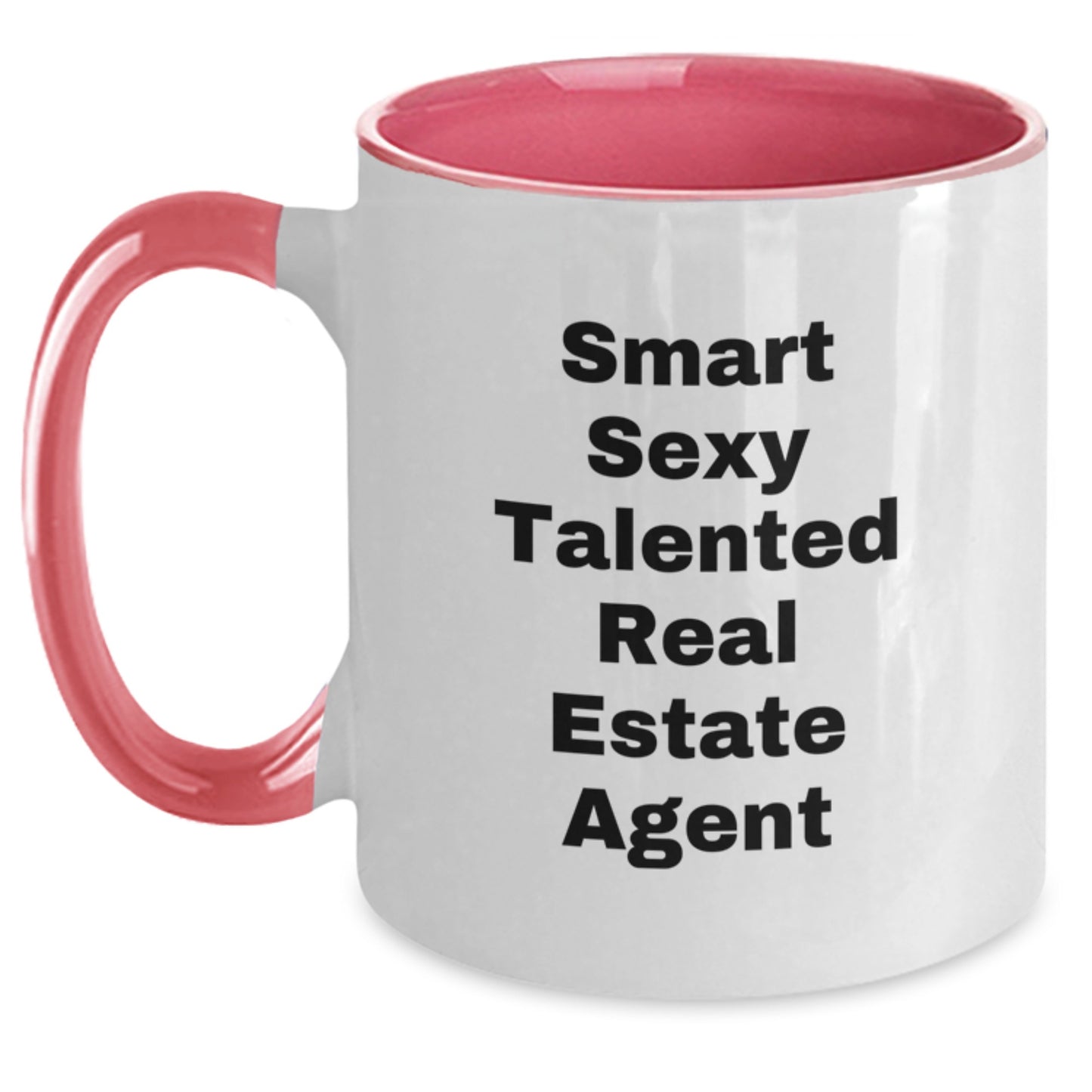Funny Real Estate Agent Gifts from Women to Real Estate Agent, Smart Sexy Talented Real Estate Agent Two Tone Coffee Mug for Birthday - Main