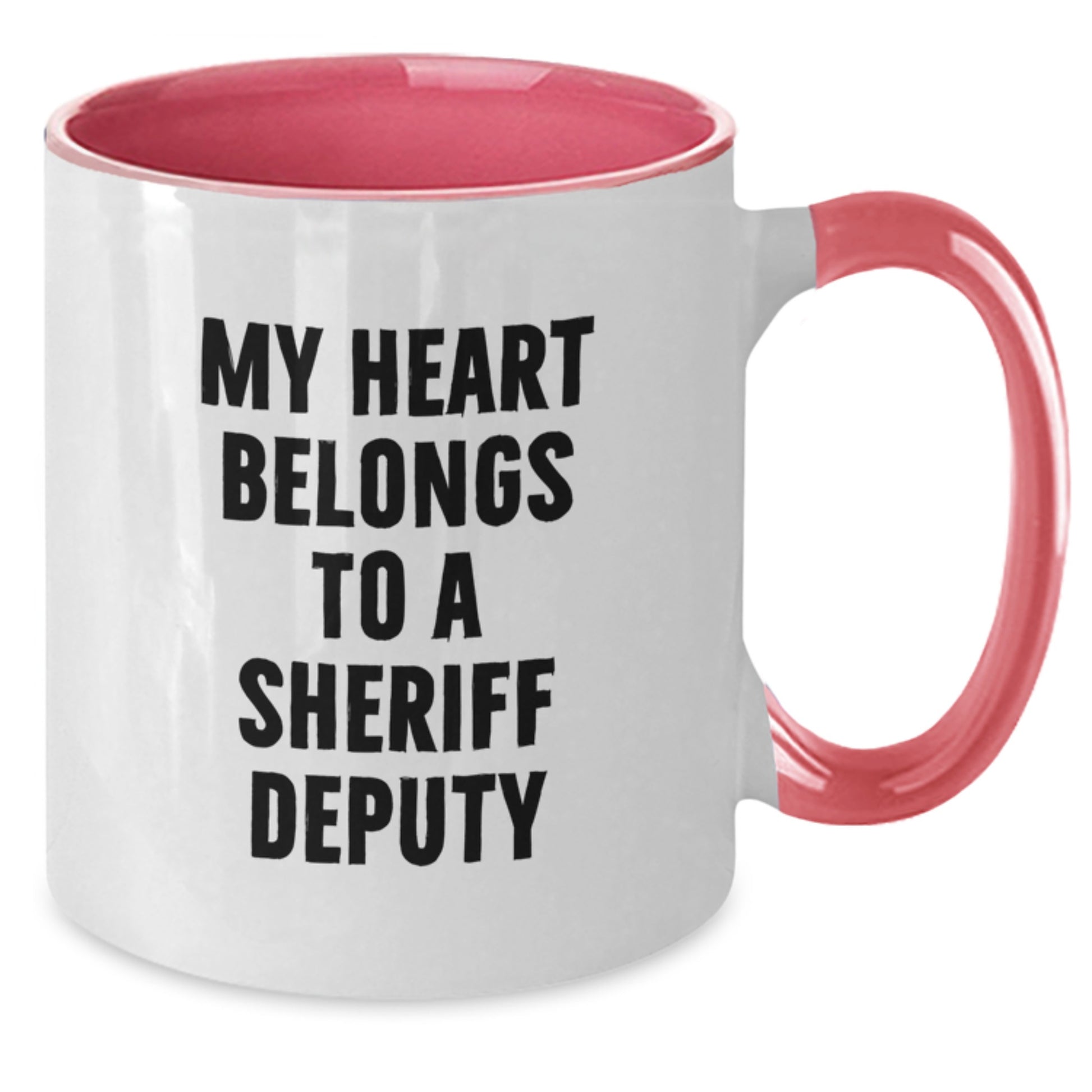 Sheriff Deputy Gifts, My Heart Belongs To A Sheriff Deputy, Two Tone Coffee Mug, Funny, Graduation Unique Gifts for Sheriff Deputy, Gifts from Friends, Gifts for Sheriff Deputy - Additional