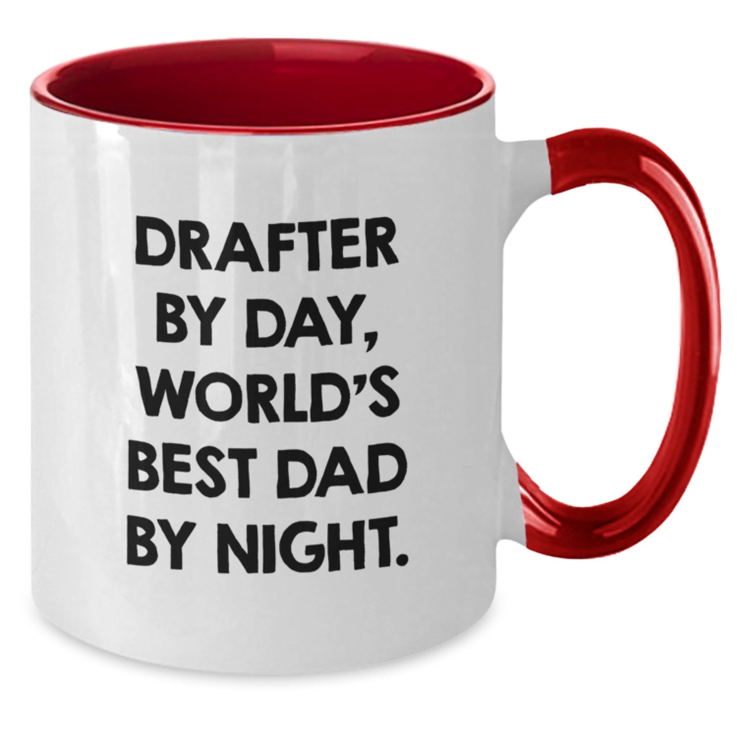 Funny Drafter Gifts Two Tone Coffee Mug, Drafter By Day, World's Best Dad By Night, Graduation Unique Gifts from Men to Friends - Additional