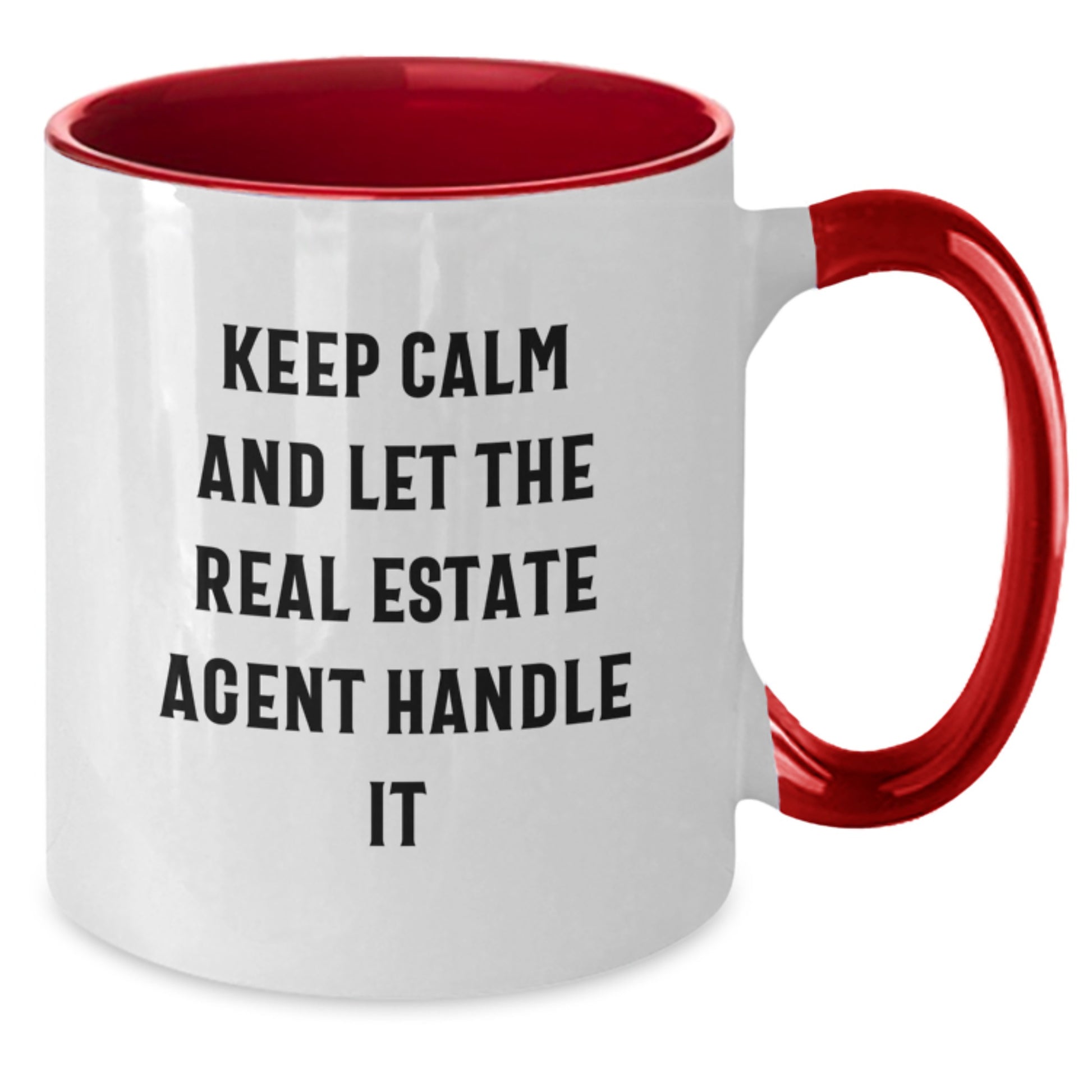 Funny Real Estate Agent Gifts - Keep Calm And Let The Agent Handle It, Graduation Unique Gifts for Men or Women from Friends, Coworkers, or Family - Two Tone Coffee Mug - Additional