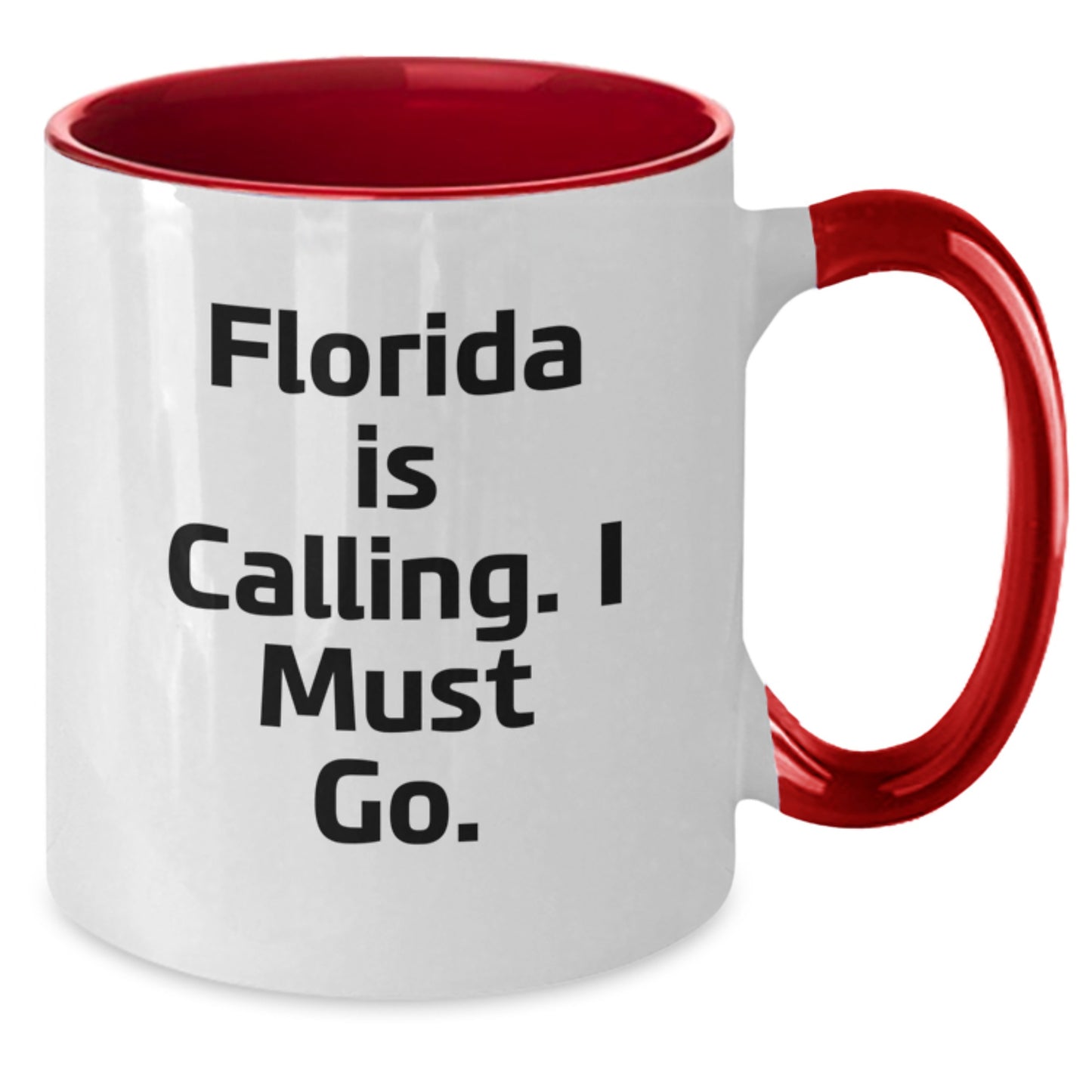 Florida Gifts for Friends, Funny Two Tone Coffee Mug with Quote 'Florida Is Calling. I Must Go.' for Birthday - Additional