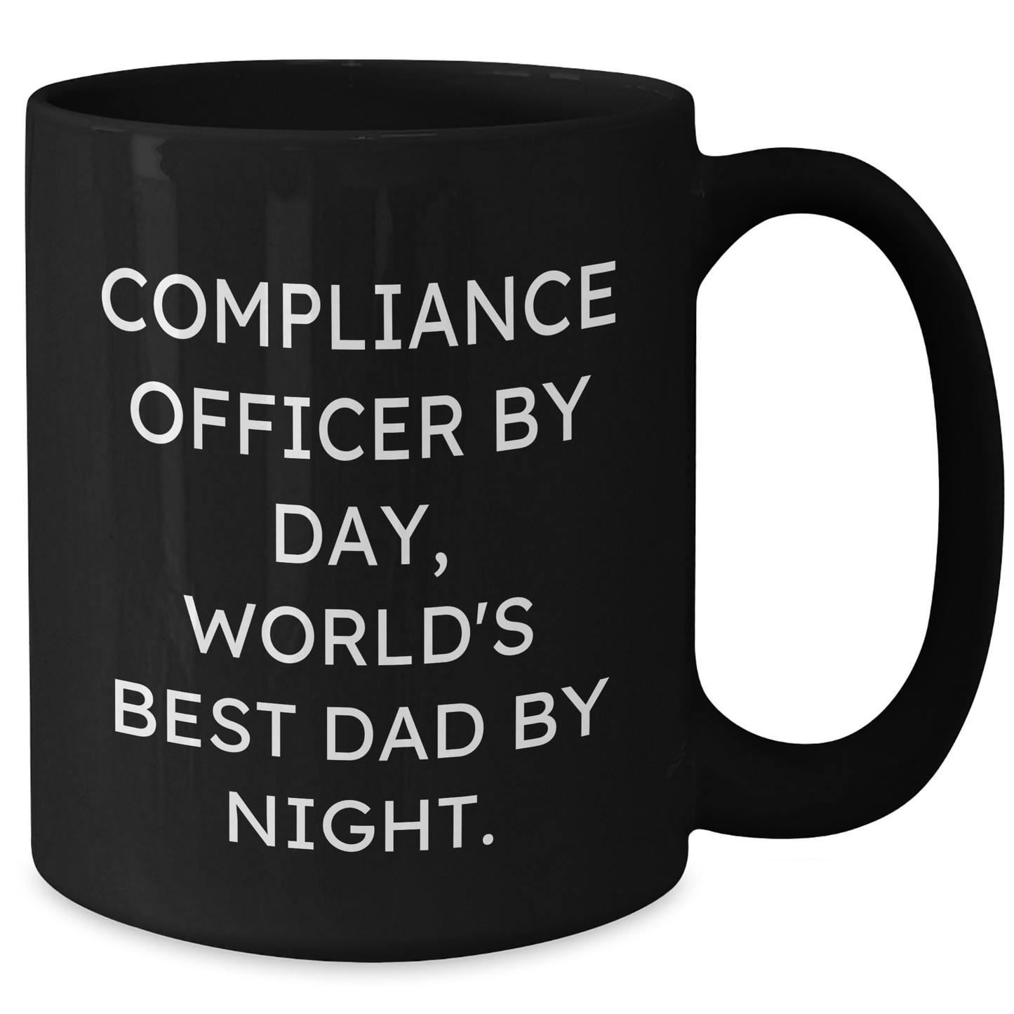 Compliance Officer Gifts, Funny Black Coffee Mugs, 'Compliance Officer By Day, World's Best Dad By Night.' for Father's Day, Gifts from Family, Gifts for Compliance Officer - Additional
