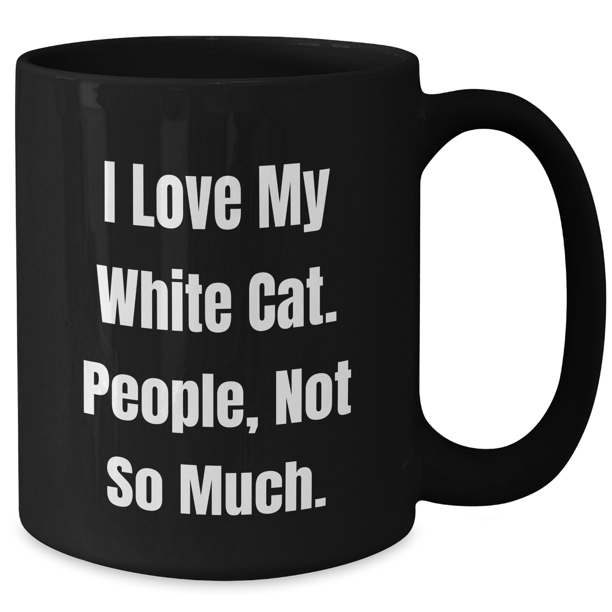 White Cat Lover's Humorous Mug, Funny Gift for Friends, 'I Love My White Cat. People, Not So Much.' Black Coffee Mug, Gifts from Family, for White Cat Enthusiasts, Graduation Unique Gifts - Additional