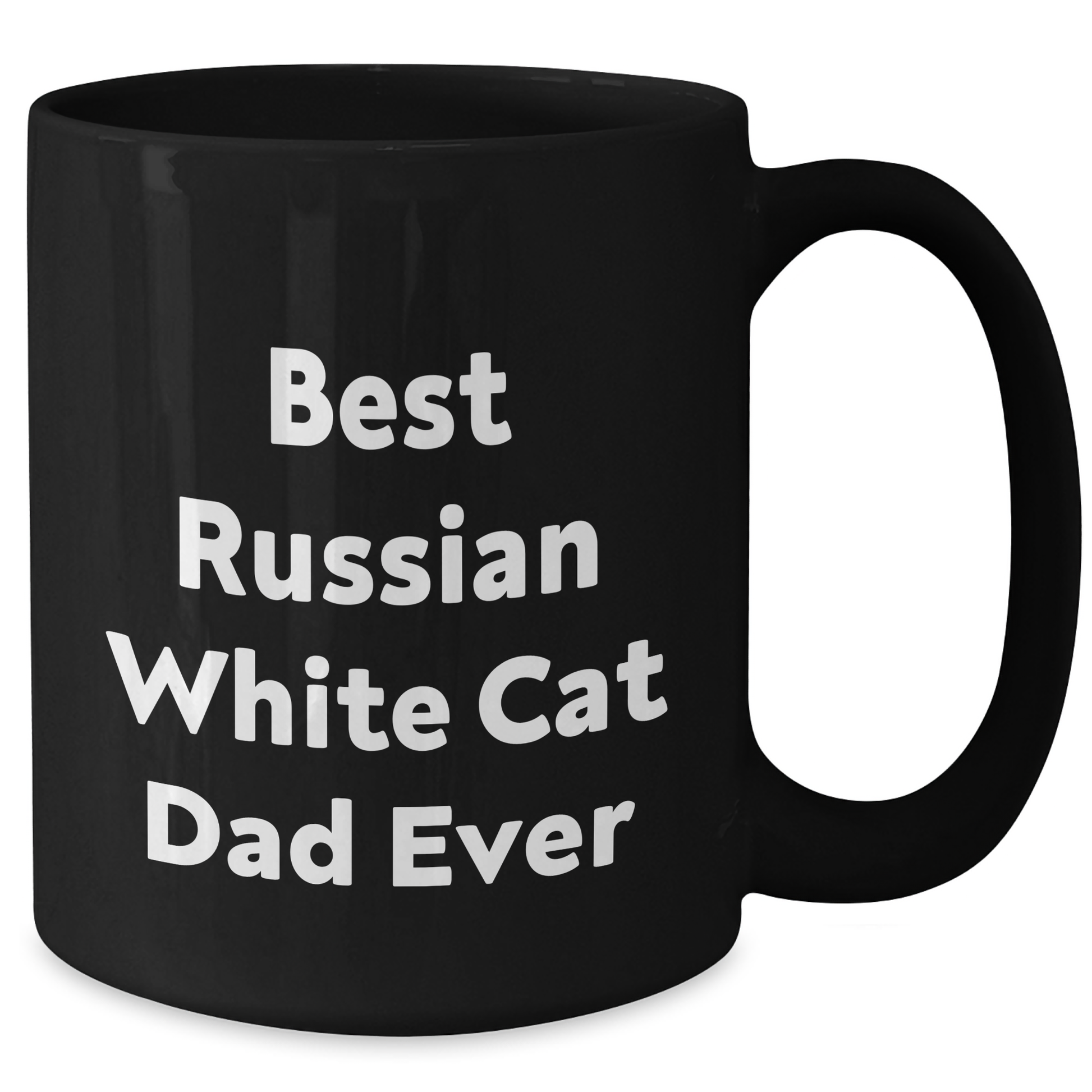 Funny Russian White Cat Dad Ever Gifts for Men from Family - Black Coffee Mug - Additional