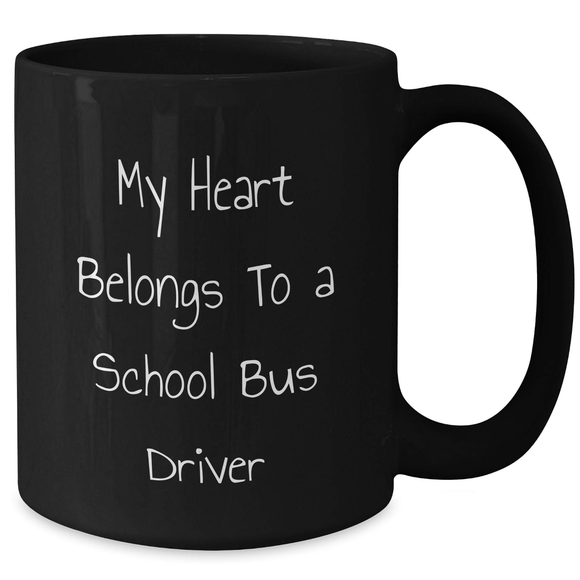 Funny School Bus Driver Gifts, My Heart Belongs To A School Bus Driver Black Coffee Mug, Graduation Unique Gifts from Friends and Family - Additional