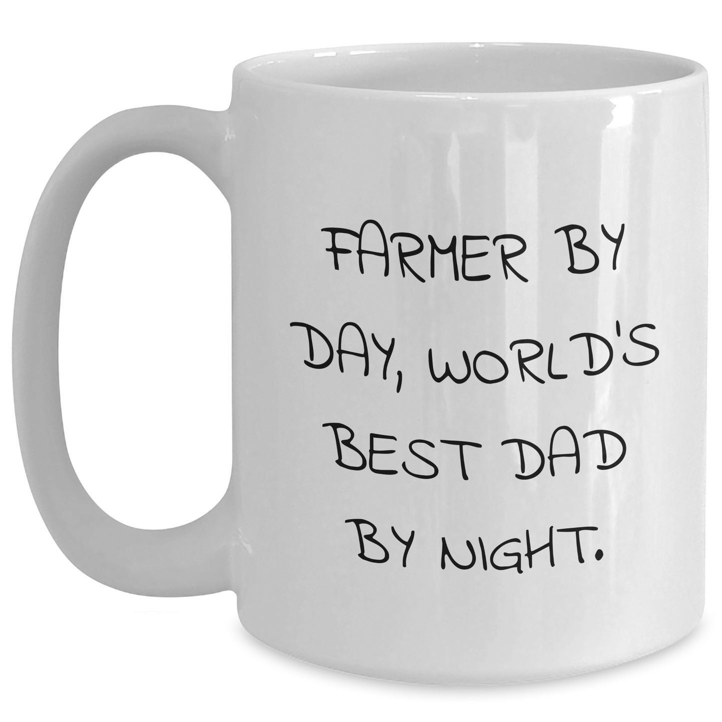 Farmer by Day, World's Best Dad by Night, Funny White Coffee Mug Gifts for Father's Day from Men to Family - Main