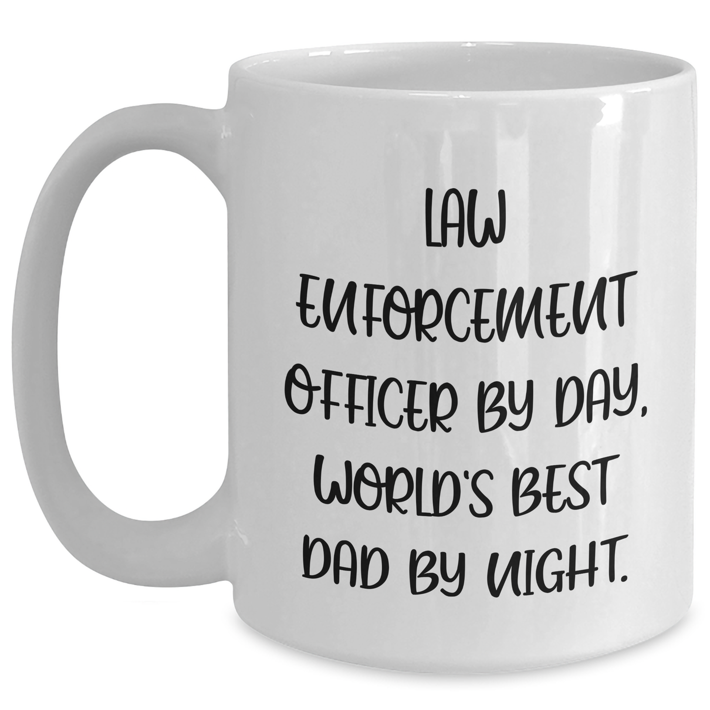 Funny Law Enforcement Officer Gifts from Men, Unique White Coffee Mugs for Law Enforcement Officer By Day, World's Best Dad By Night, Father's Day Unique Gifts - Main