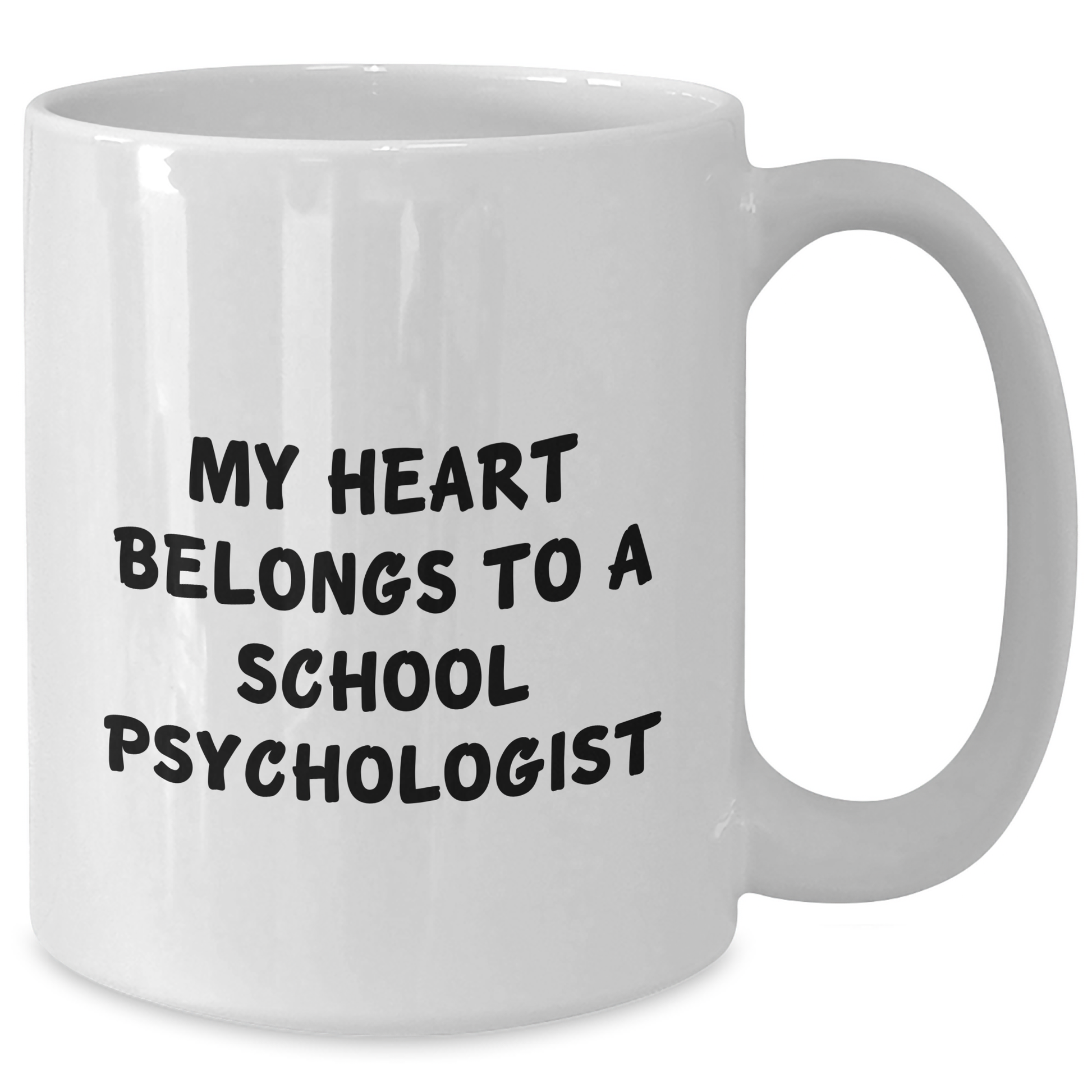 Funny School Psychologist Gifts, White Coffee Mugs, 'My Heart Belongs To A School Psychologist' for Graduation, Gifts from Friends, Gifts for School Psychologists - Additional