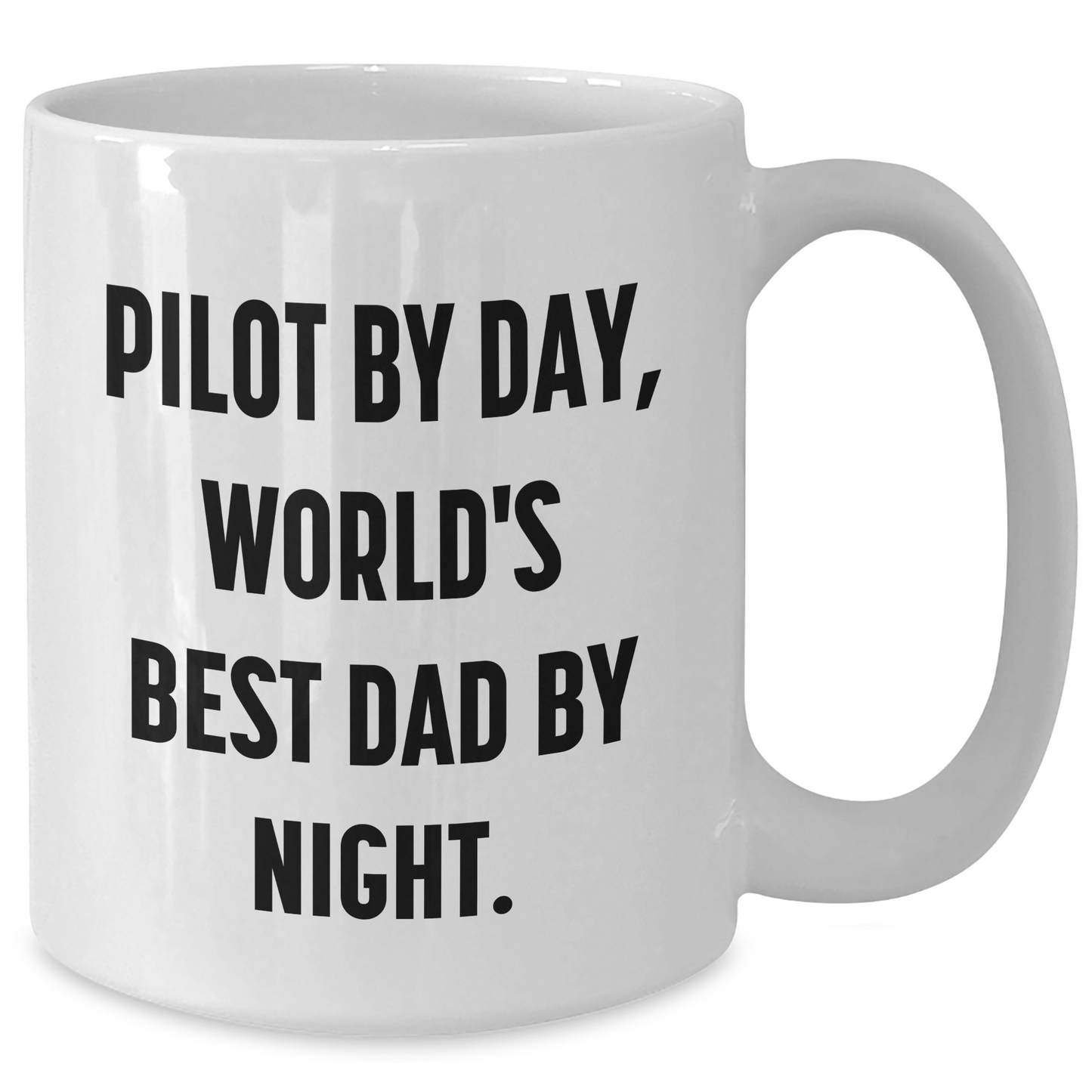 Pilot By Day, World's Best Dad By Night Gift Ideas for Men, Funny White Coffee Mug for Father's Day - Additional