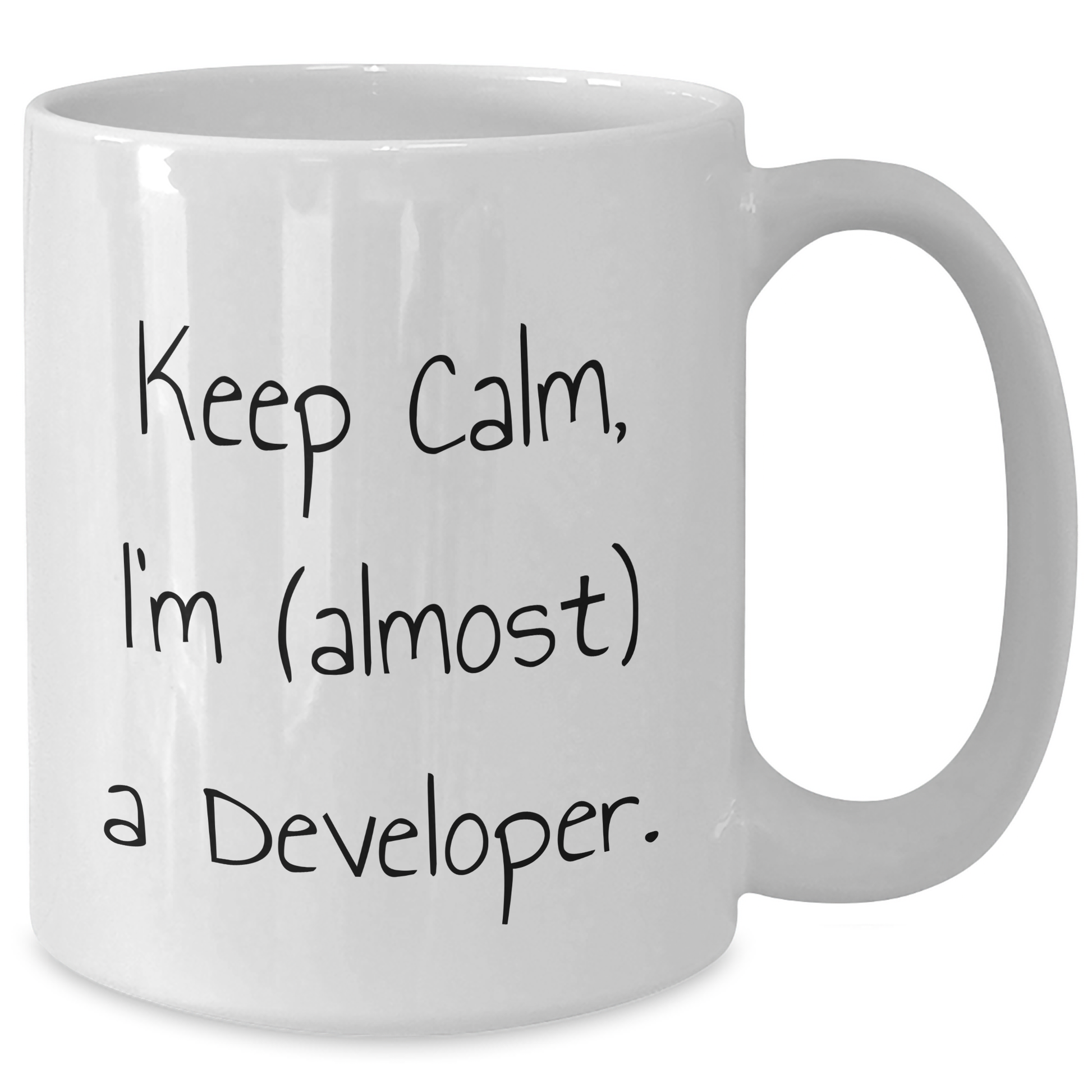 Developer Gifts, Funny 'Keep Calm, I'm (almost) A Developer.' White Coffee Mug for Graduation, Gifts from Friends, Family, or Coworkers, 11oz or 15oz Ceramic Mug - Additional