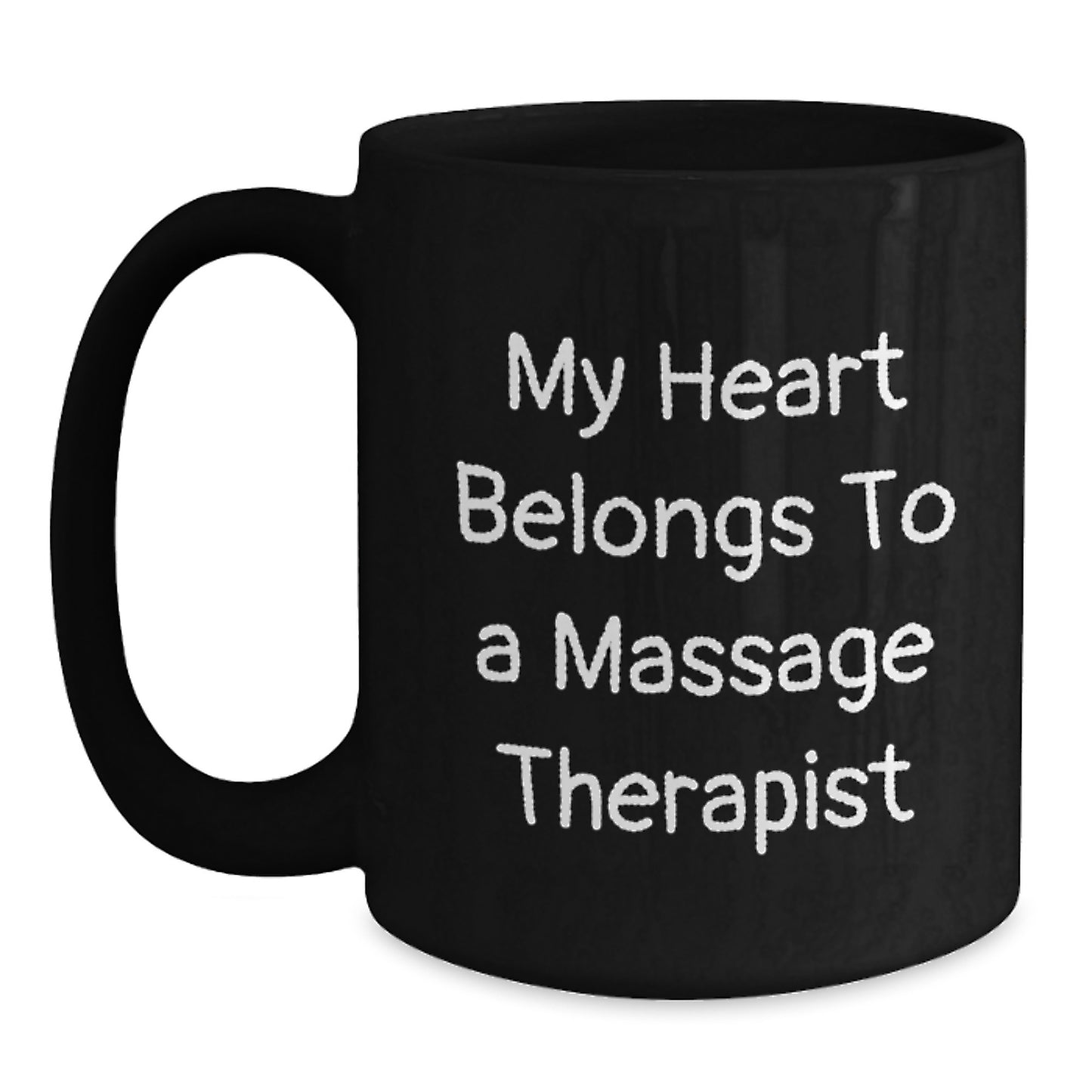 Funny Massage Therapist Gifts from Friends, 'My Heart Belongs To A Massage Therapist', Graduation Unique Gifts for Massage Therapist, Black Coffee Mug - Main