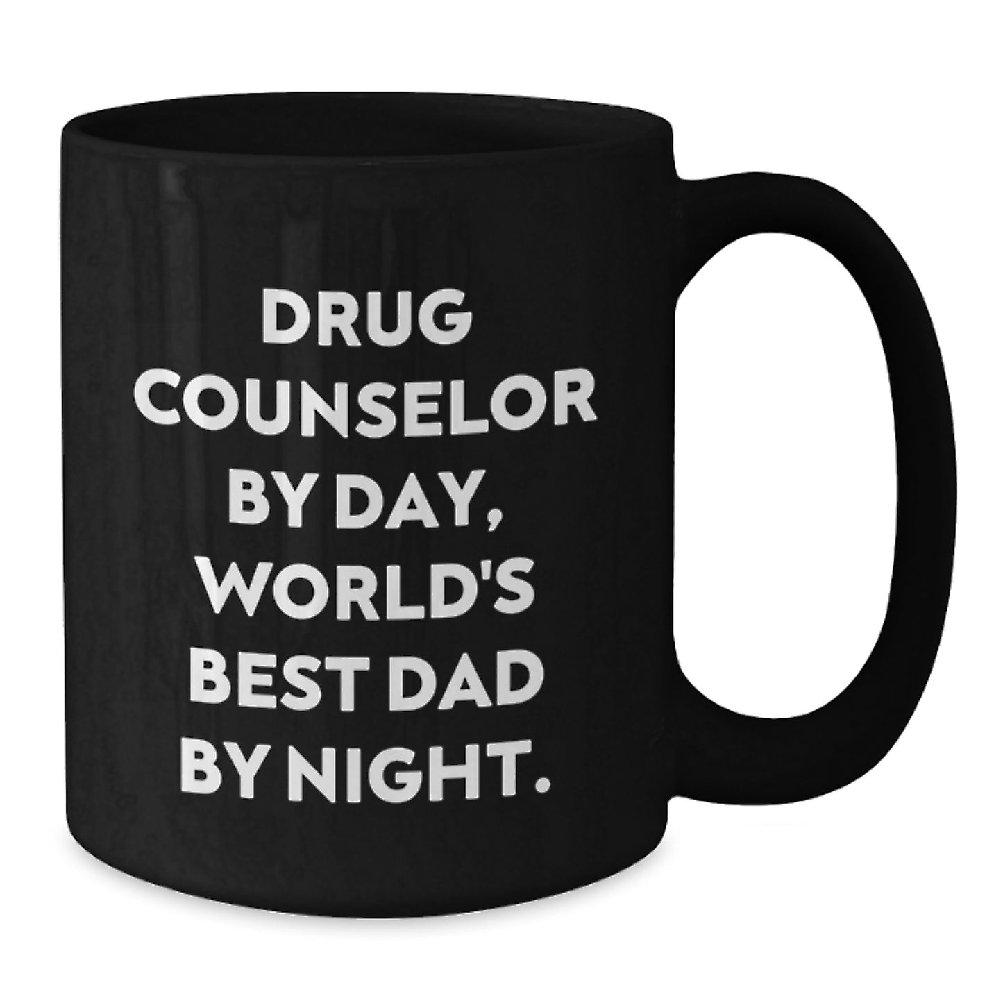 Funny Drug Counselor Gifts for Him or Her, Black Coffee Mug, 'Drug Counselor By Day, World's Best Dad By Night', Graduation Unique Gifts from Family, Friends or Coworkers - Additional