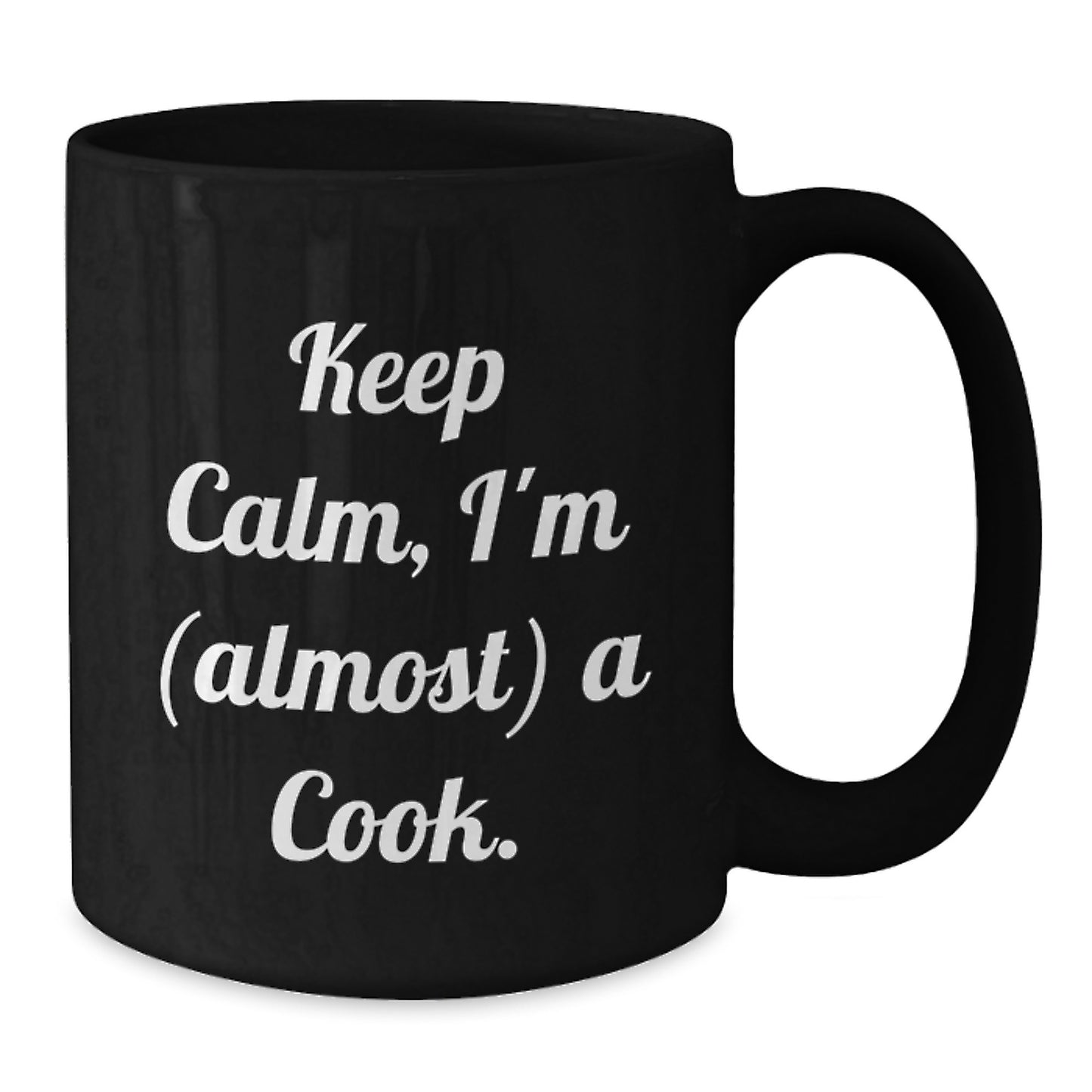 Funny Graduation Gifts for Cooks - 'Keep Calm, I'm (almost) A Cook.' Black Coffee Mug from Family - Additional