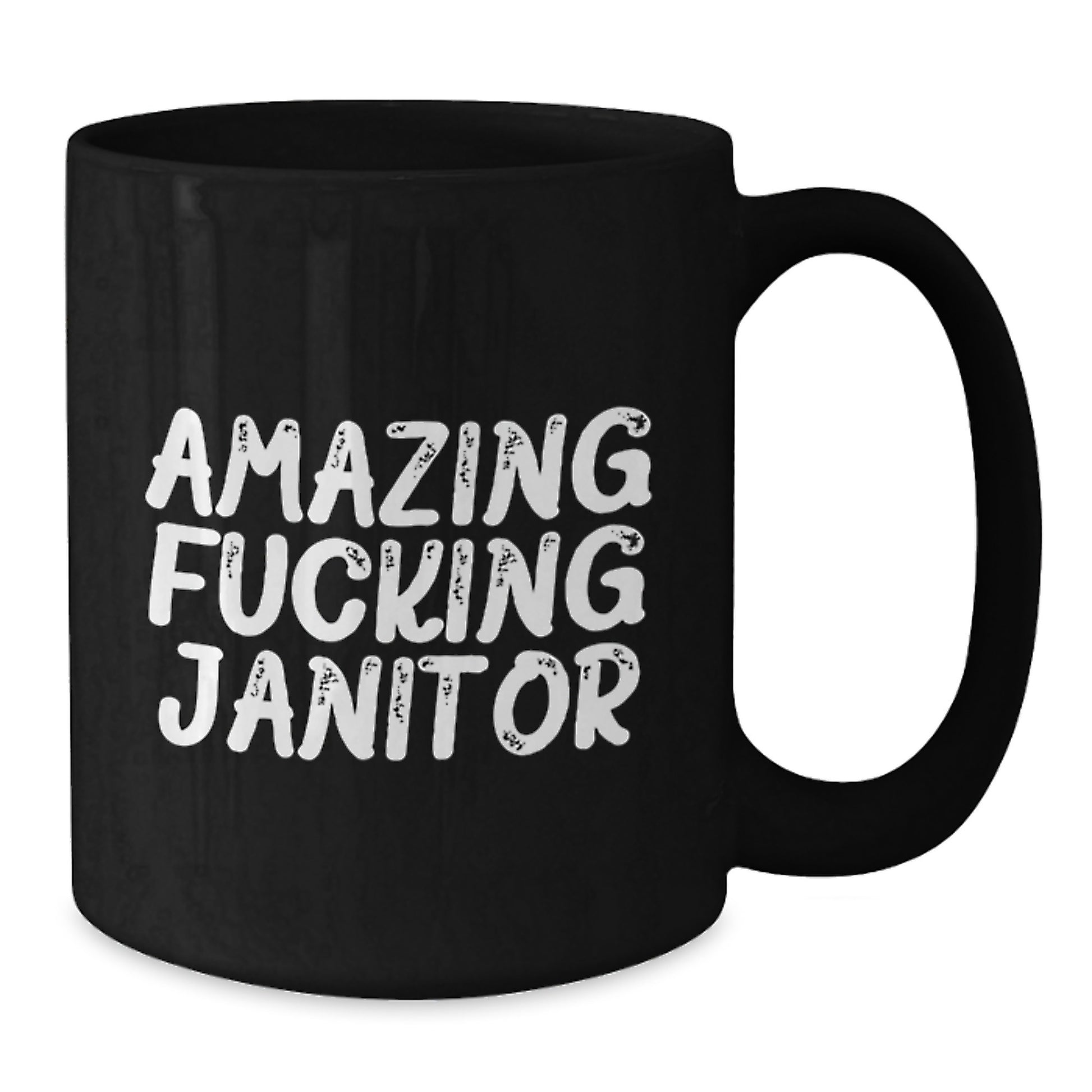 Funny Janitor Gifts from Friends for Amazing Janitor Graduation Black Coffee Mug, Quote: 'Amazing F--king Janitor' - Unique Graduation Gifts - Additional
