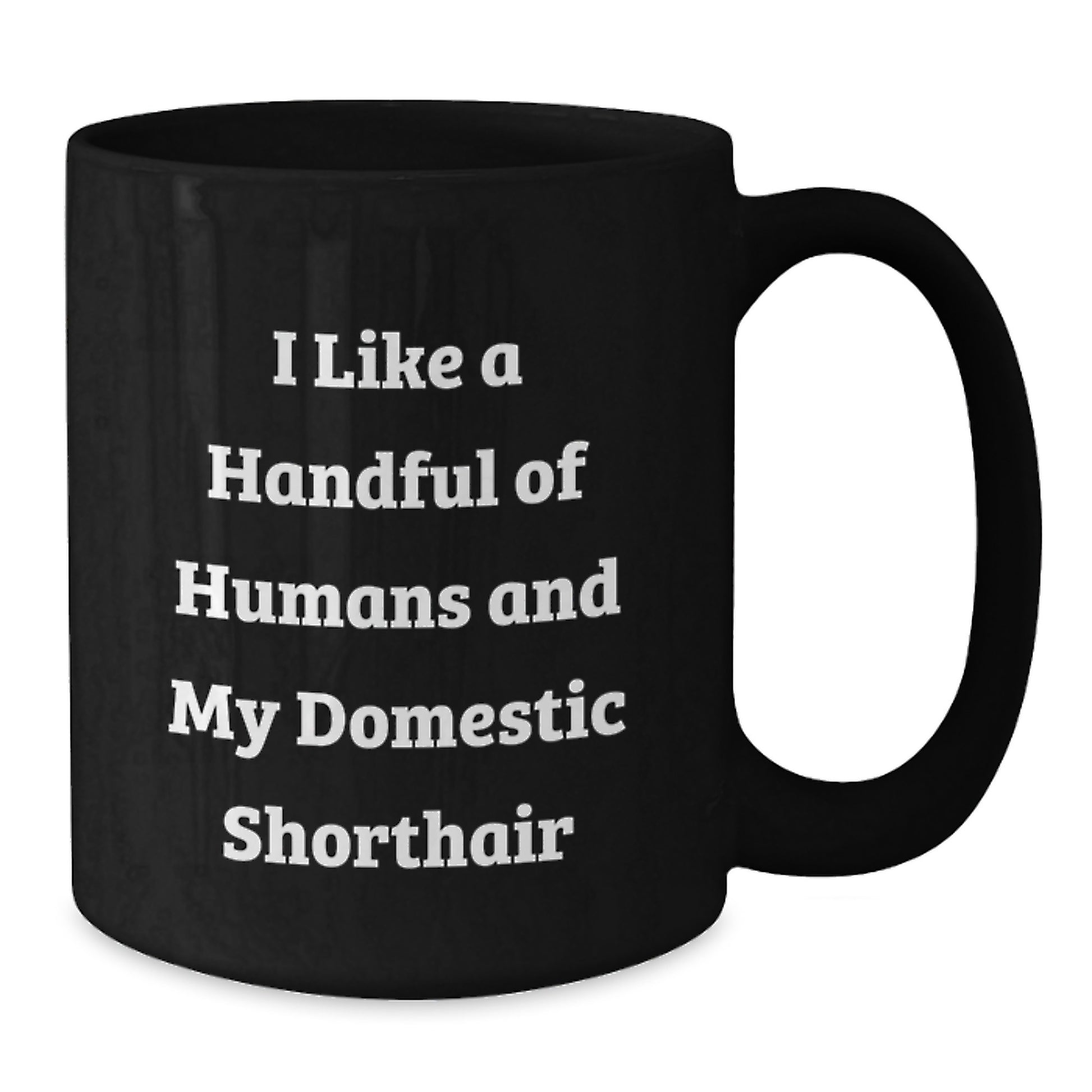 Funny Domestic Shorthair Cat Gifts for Men, I Like A Handful Of Humans And My Domestic Shorthair, Black Coffee Mugs for Graduation from Friends - Additional