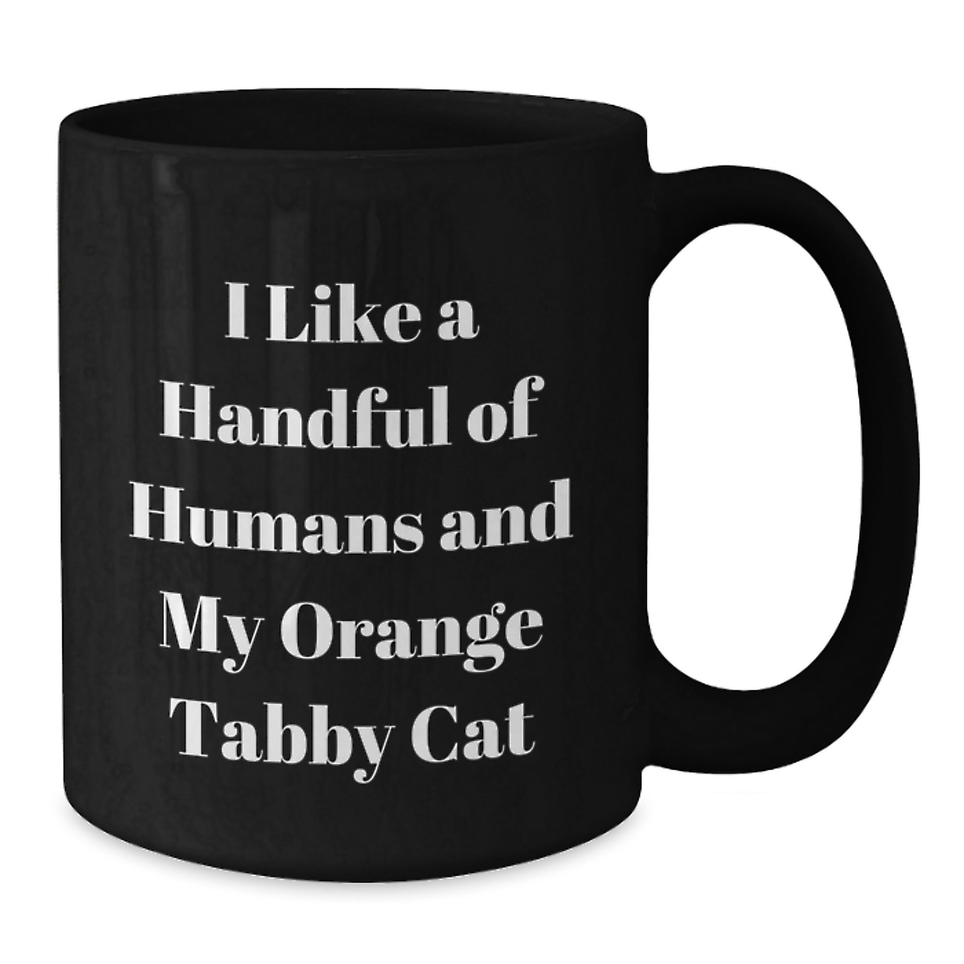 Funny Orange Tabby Cat Gifts from Friends for Graduation Unique Orange Tabby Cat Lovers, Black Coffee Mug, 'I Like A Handful Of Humans And My Orange Tabby Cat' - Additional