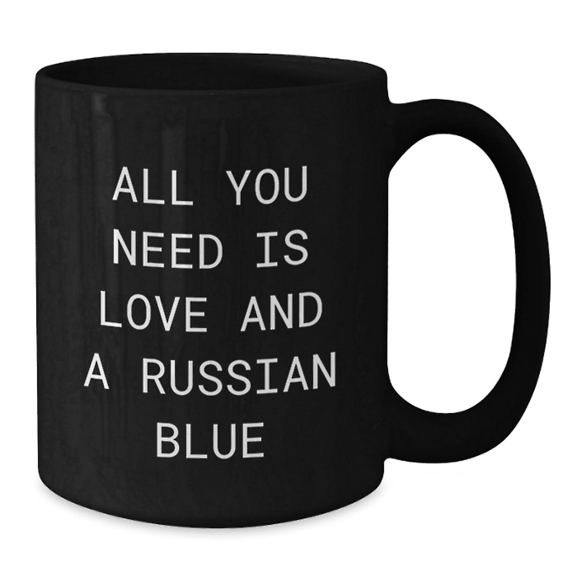 Russian Blue Cat Lovers Gifts from Friends for Birthday, Black Coffee Mug with Inspirational Quote - Additional