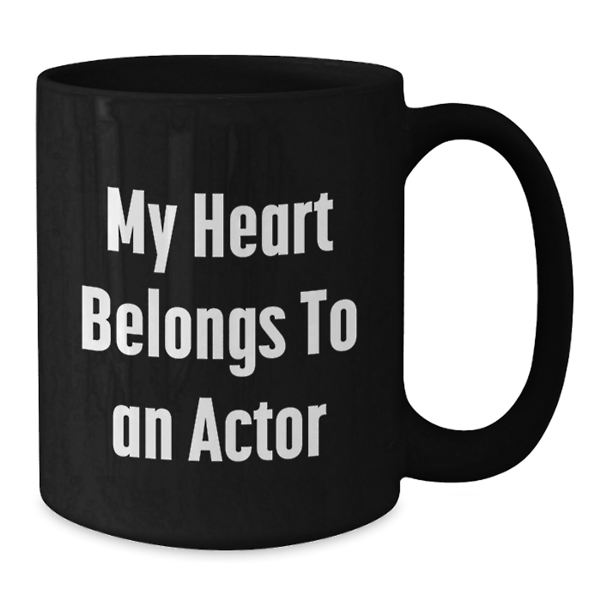 Funny Actor Gifts, My Heart Belongs To An Actor Black Coffee Mug, Birthday Unique Gifts from Friends for Actor - Additional