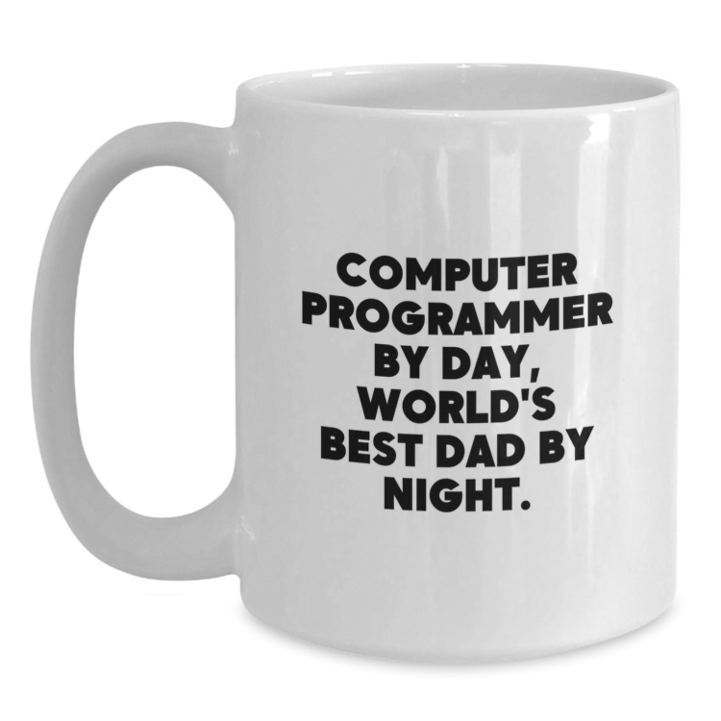 Funny Computer Programmer Gifts for Men, White Coffee Mug 'Computer Programmer By Day, World's Best Dad By Night.', Gifts from Family, Gifts for Graduation - Main