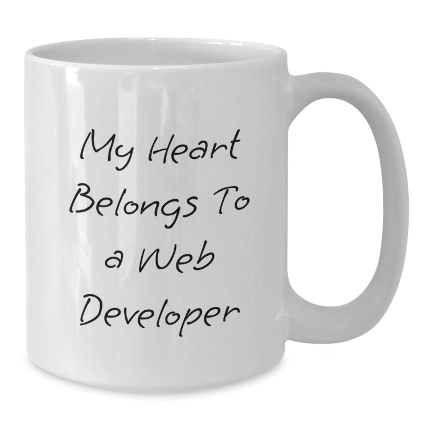 Funny Web Developer Gifts from Friends - 'My Heart Belongs To A Web Developer' White Coffee Mug for Graduation - Additional