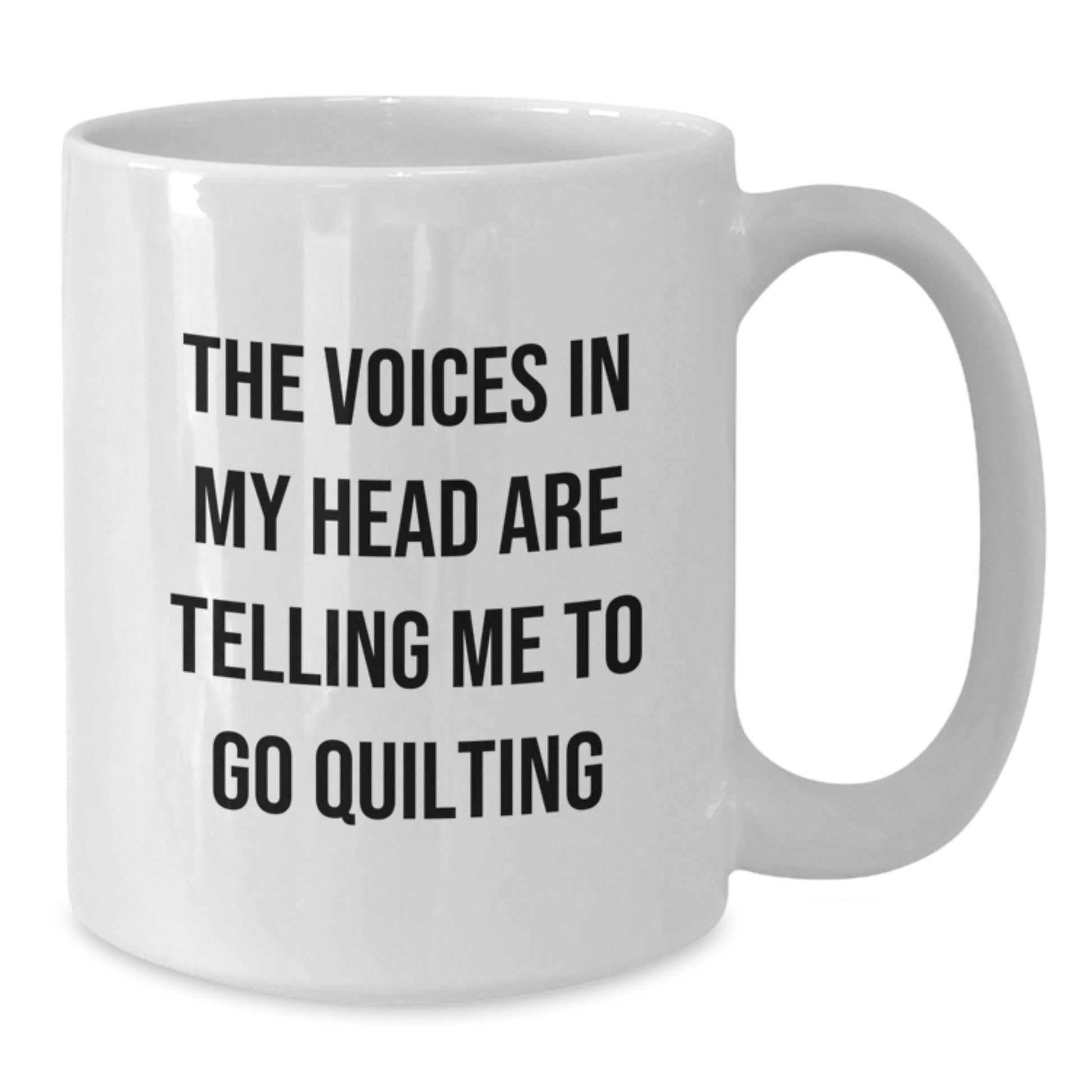 Quilting Gifts for Her or Him, Funny White Coffee Mug for Graduation, 'The Voices In My Head Are Telling Me To Go Quilting' - Gifts from Family, Friends, or Coworkers - Additional