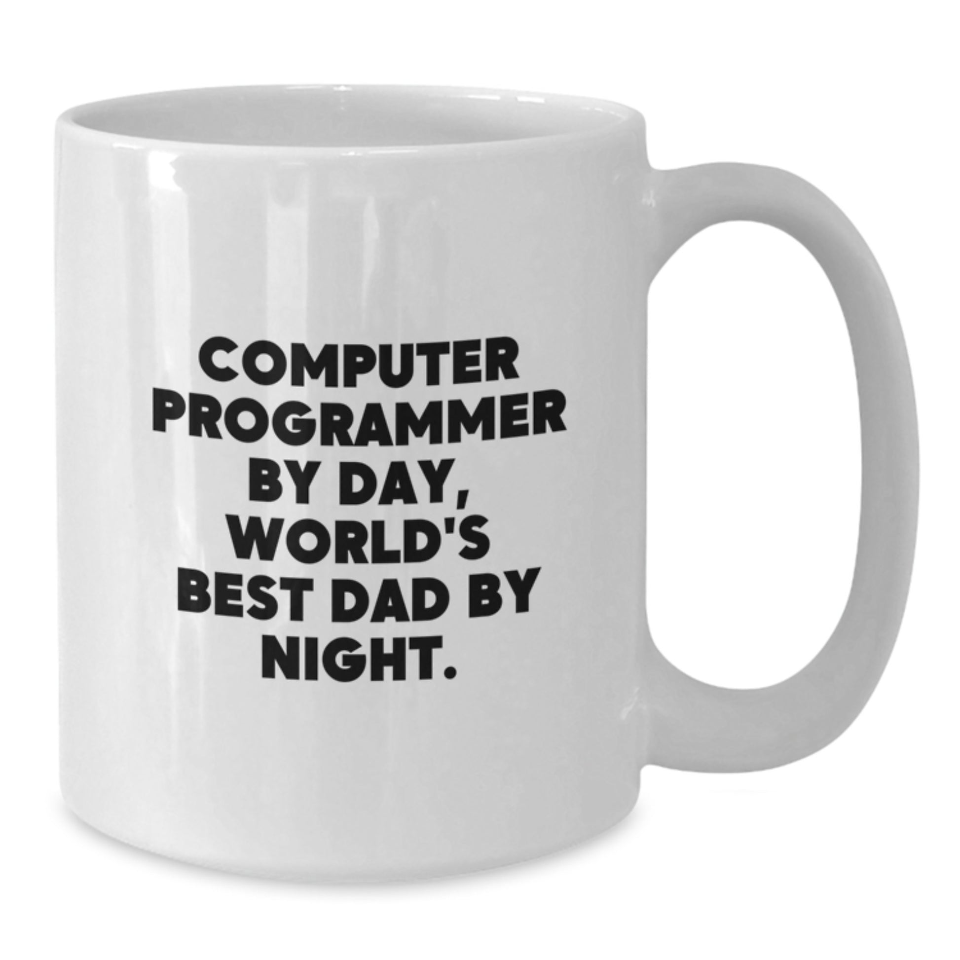 Funny Computer Programmer Gifts for Men, White Coffee Mug 'Computer Programmer By Day, World's Best Dad By Night.', Gifts from Family, Gifts for Graduation - Additional