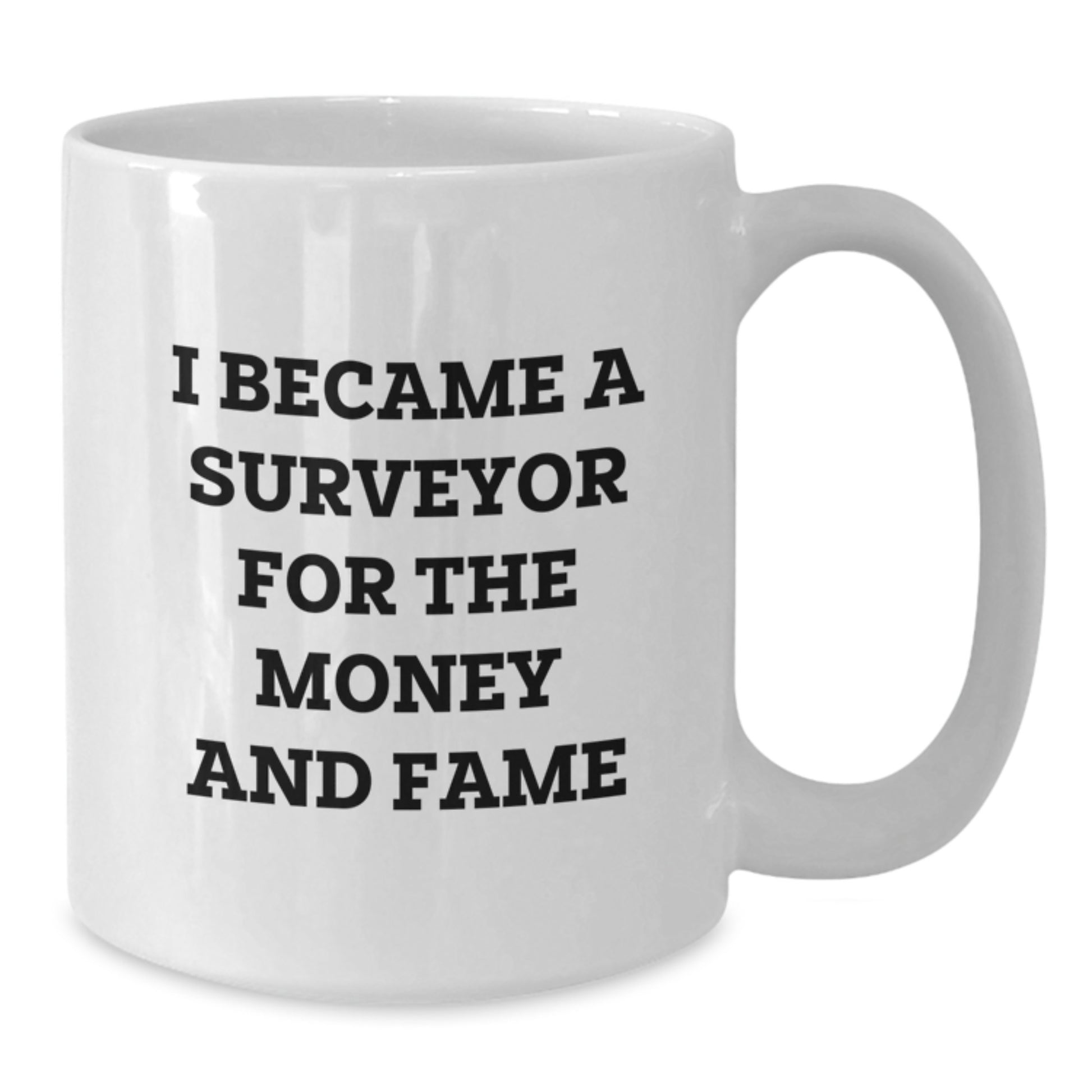 Funny Surveyor Gifts, I Became A Surveyor For The Money And Fame, White Coffee Mug, Gifts from Men to Friends, Birthday Unique Presents - Additional