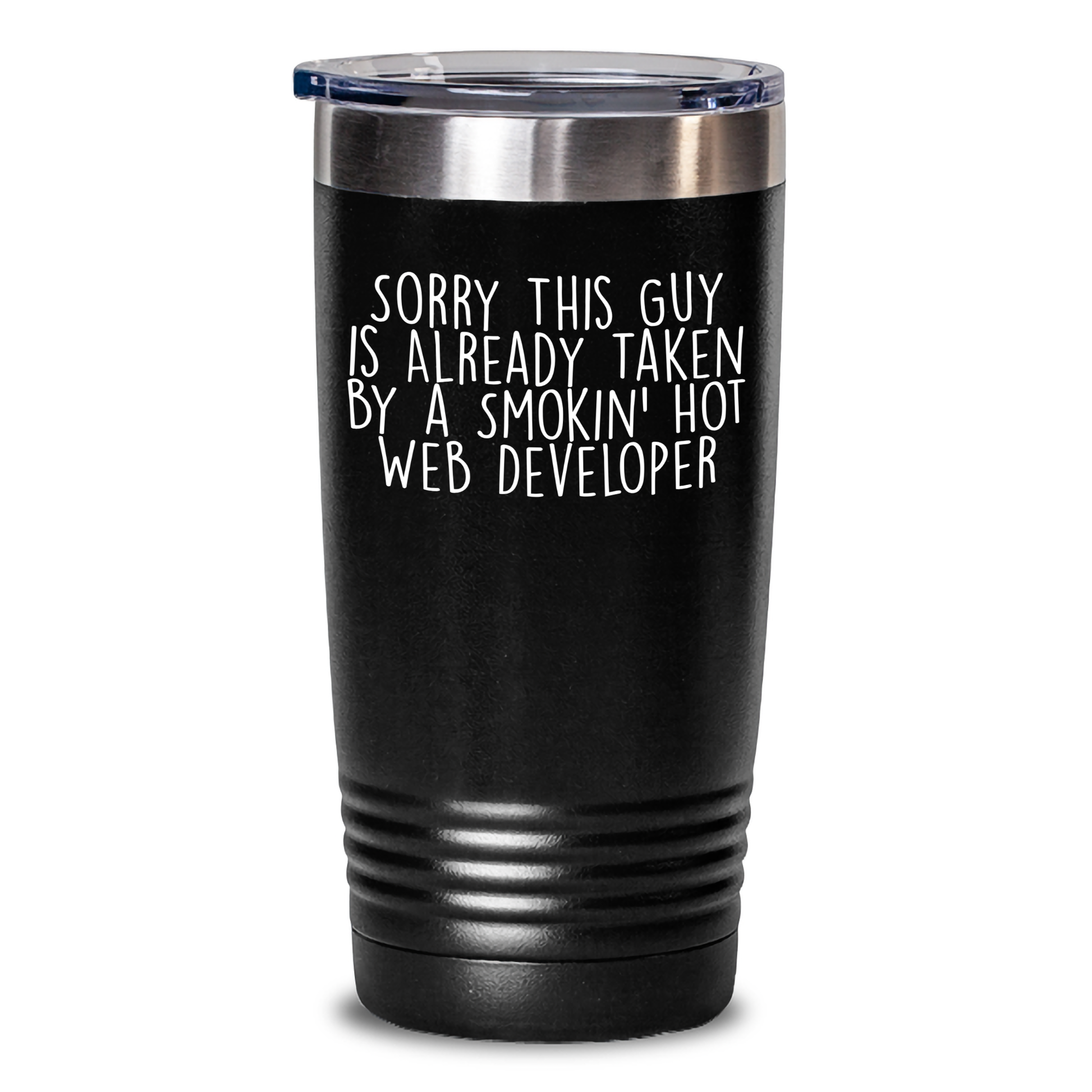 Web Developer Gifts, Sorry This Guy Is Taken by a Smokin' Hot Web Developer Tumbler, Perfect for Men, Funny Father's Day Unique Gift from Friends or Family - Main
