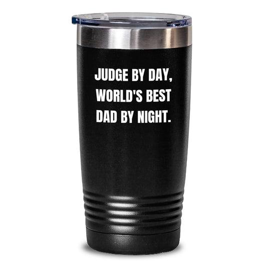 Judge Gifts Funny Quote Birthday Tumbler, Gifts from Dad to Judge, World's Best Judge By Night, 20oz or 30oz Stainless Steel Tumbler - Main