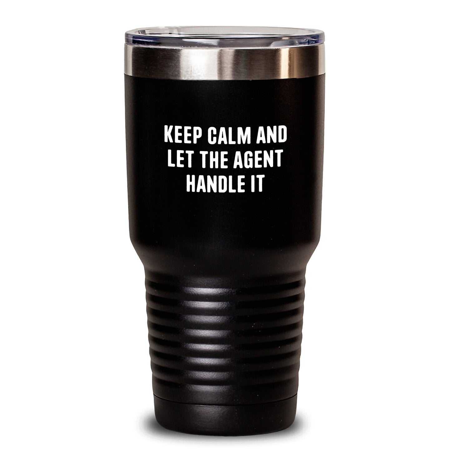 Agent Gifts, Funny Quote Tumbler for Birthday, 'Keep Calm and Let the Agent Handle It', 20oz or 30oz Stainless Steel Vacuum Insulated Tumbler with Lid - Main
