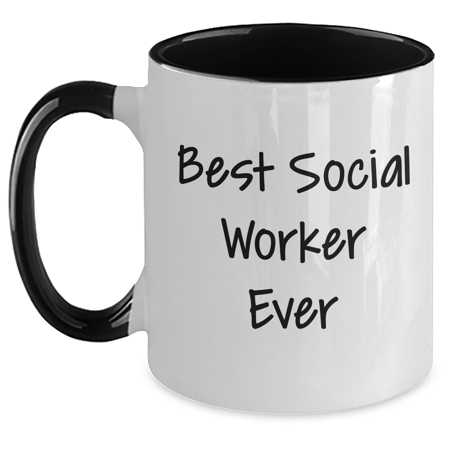 Funny Social Worker Gifts - Best Social Worker Ever Quote Two Tone Coffee Mug, Gifts from Family, Father's Day Unique Presents for Social Worker - Main
