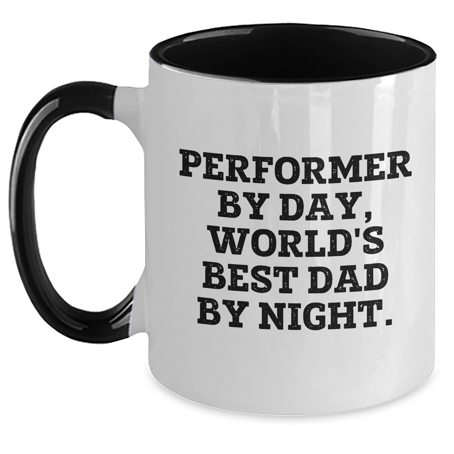 Funny Performer Gifts: Performer By Day, World's Best Dad By Night. Two Tone Coffee Mug for Father's Day - Main