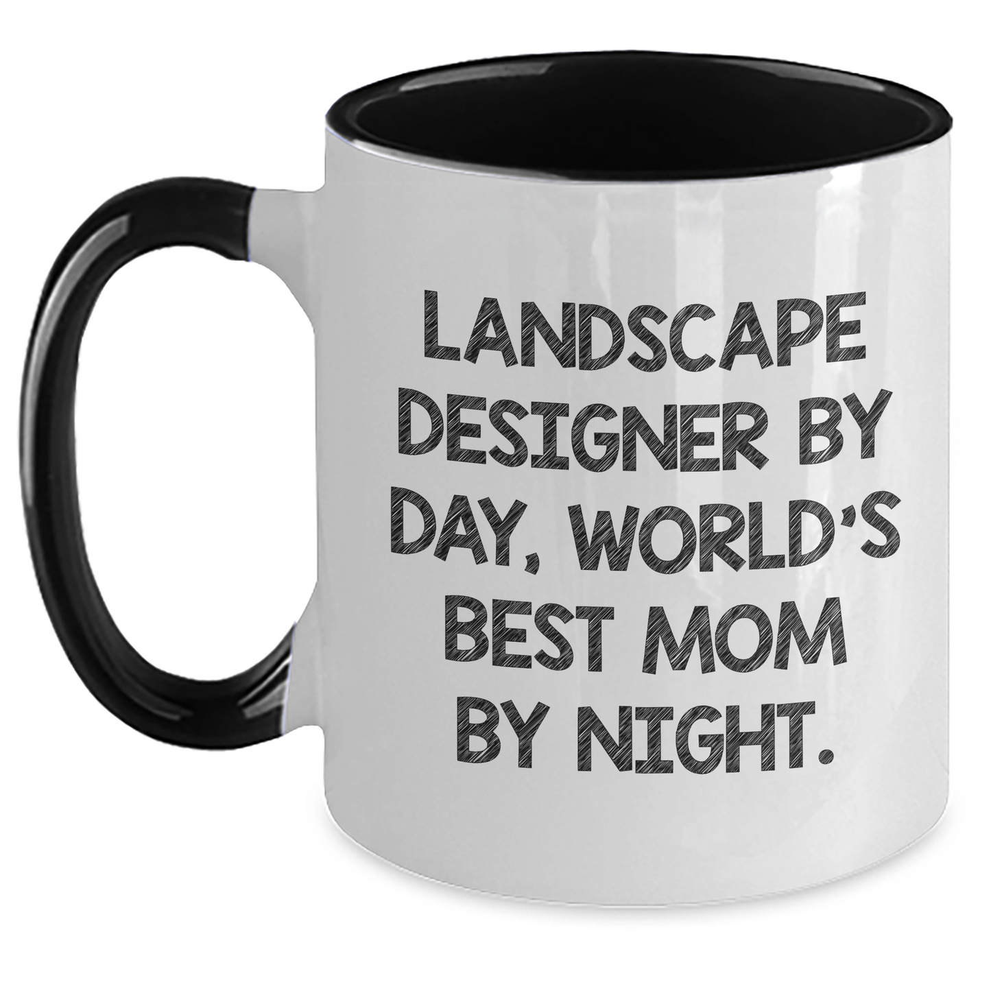 Landscape Designer Gifts from Mom, Funny Two Tone Coffee Mugs for Graduation, 'Landscape Designer By Day, World's Best Mom By Night.' - Main