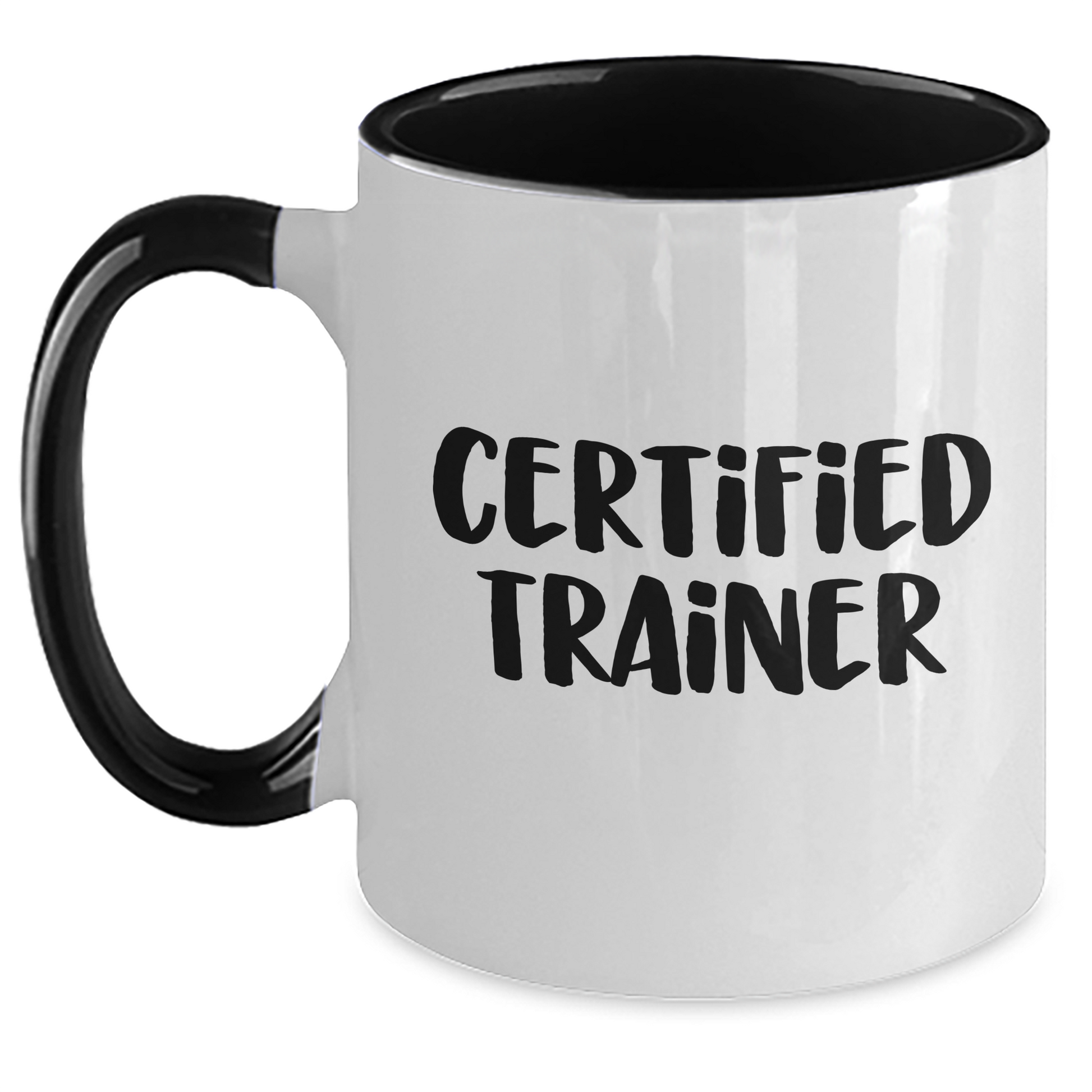 Funny Trainer Gifts from Friends and Family - Unique Two Tone Coffee Mug for Certified Trainers on Father's Day, Black and White, Red and White, Navy and White, and Pink and White - Main