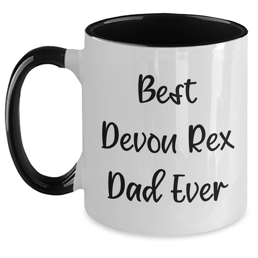 Funny Devon Rex Cat Gifts for Men - Best Dad Ever Two Tone Coffee Mug, Father's Day Unique Gifts from Friends - Main