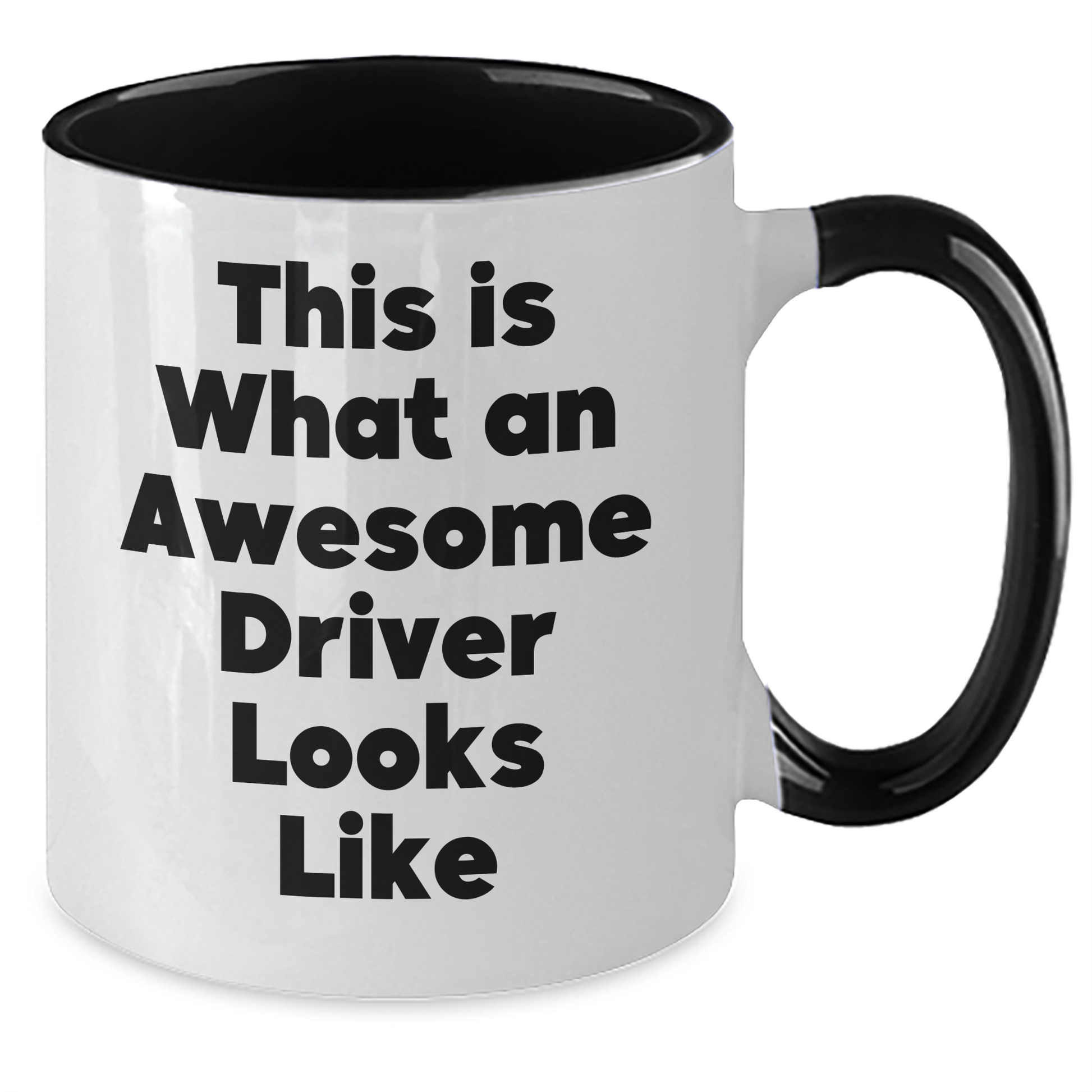 Funny Driver Gifts from Friends - Two Tone Coffee Mug for Driver's Graduation - 'This Is What An Awesome Driver Looks Like' Quote - Additional