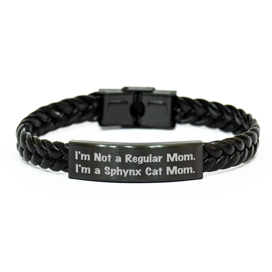 Sphynx Cat Mom Funny Interlaced Leather Bracelet Gifts from Mom to Sphynx Cat Lover Graduation Unique - Image 1