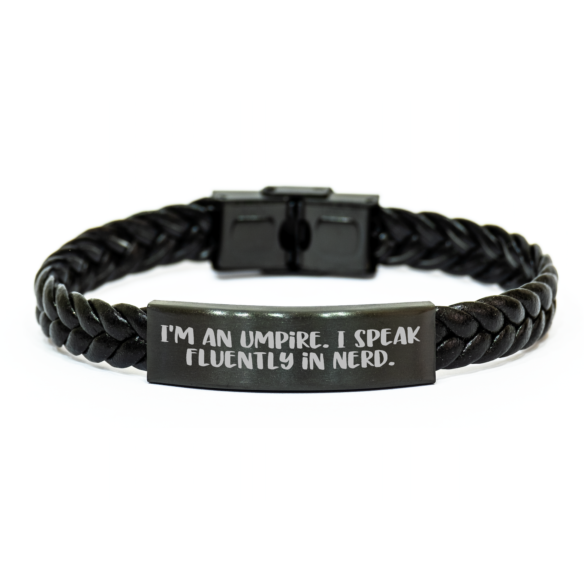 Umpire Gifts from Friends - Inspirational Quote Interlaced Leather Bracelet, Unique Graduation Gift for Men, Funny Umpire Sayings, Gifts for Umpire - Image 1