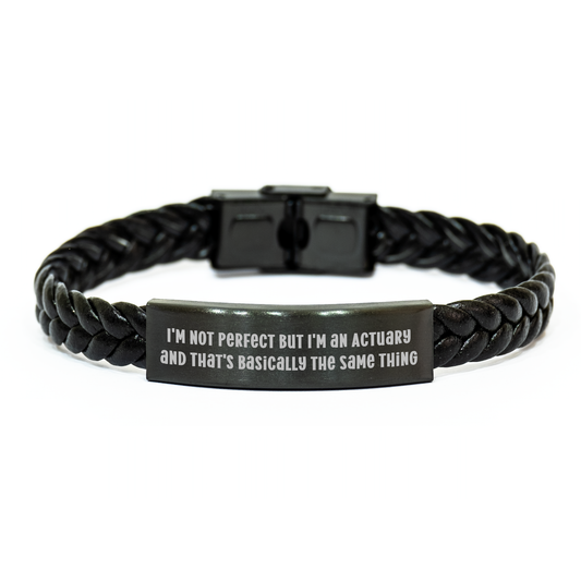Actuary Humor Interlaced Leather Bracelet, Funny Quote Gifts for Actuary Men, Unique Father's Day Presents from Family - Image 1