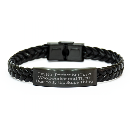 Woodworker's Humor, Interlaced Leather Gifts for Father's Day - Unique, Durable, Engraved Stainless Steel, 7.87 inches, Gifts from Men to Woodworker, Friends, Family - Image 1