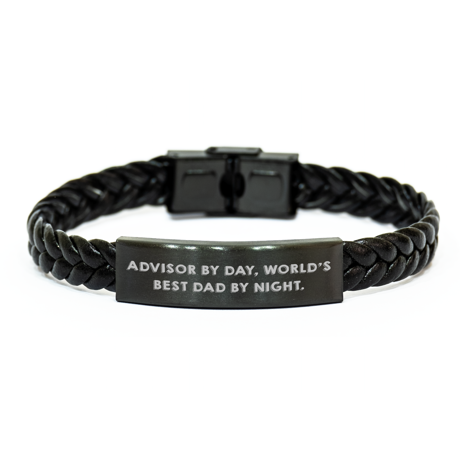 Funny Advisor Gifts from Men, Interlaced Leather Bracelet for Advisor By Day, World's Best Dad By Night. - Unique Gifts for Father's Day - Image 1