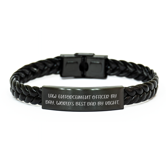 Law Enforcement Officer Gifts - Funny Interlaced Leather Braclet for Dad - Father's Day Unique Gifts from Men - Image 1
