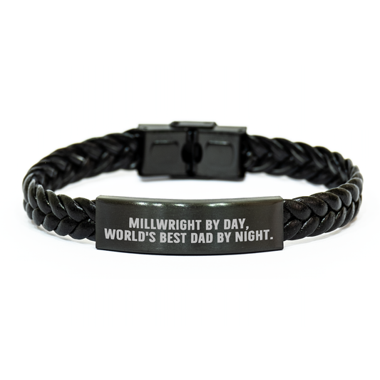 Funny Millwright Quotes Interlaced Leather Bracelet, Gifts from Men, Gifts for Millwright, Unique Father's Day Unique Gifts - Image 1