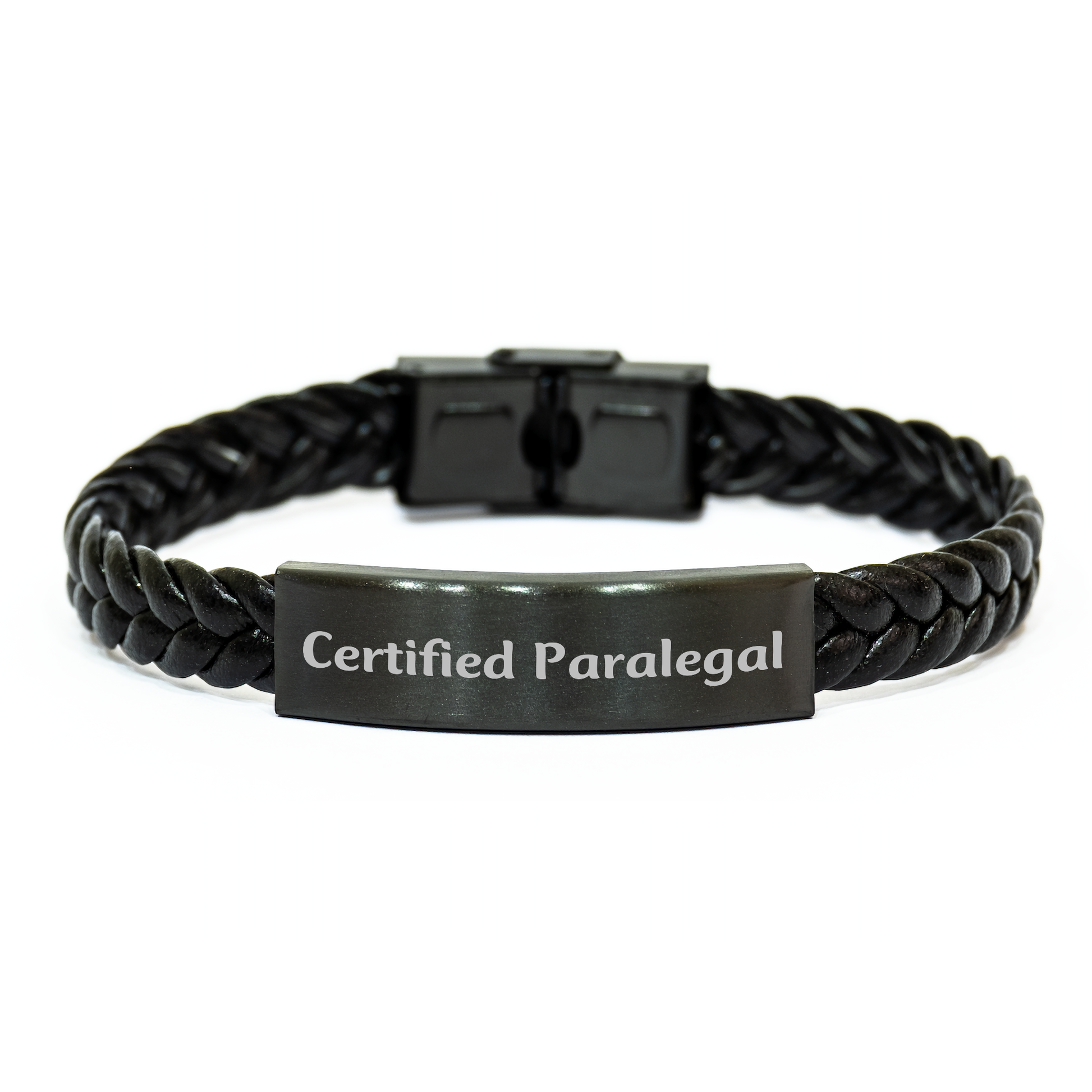 Funny 'Certified Paralegal' Interlaced Leather Bracelet Gifts from Men, Unique Paralegal Gifts for Father's Day - Image 1