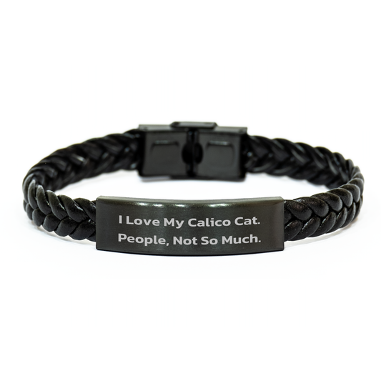 Calico Cat Lovers Funny Interlaced Leather Bracelte Gifts from Friends, Gifts for Men, Women, or Coworkers, Graduation Unique Jewelry - Image 1