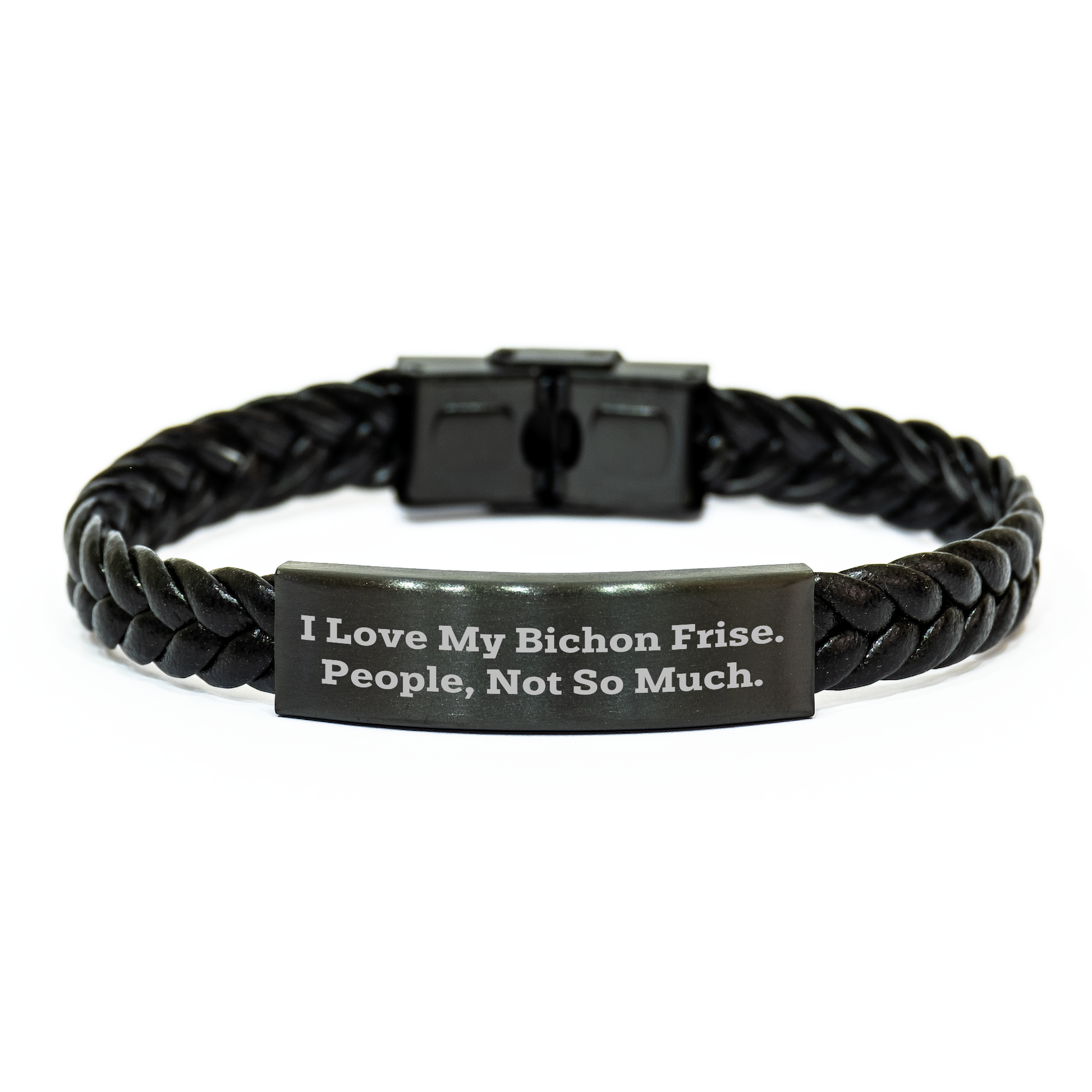 Bichon Frise Dog Lovers Funny Quote Interlaced Leather Bracelet Gifts for Men from Family, Graduation Unique Gifts for Her - Image 1